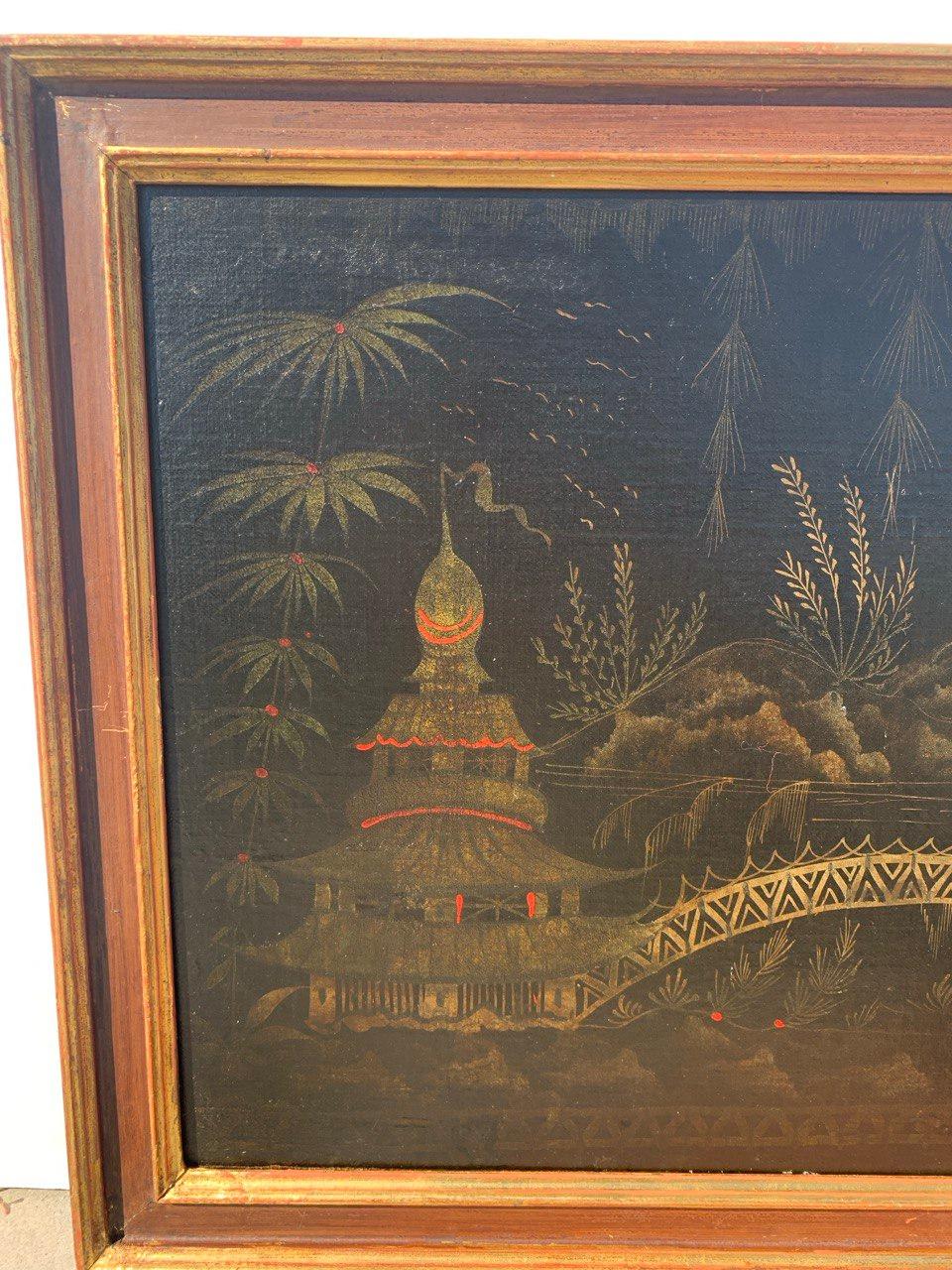 Peintre chinois ancien - peinture de figures du XVIIIe siècle - Paysage Pagode en vente 1