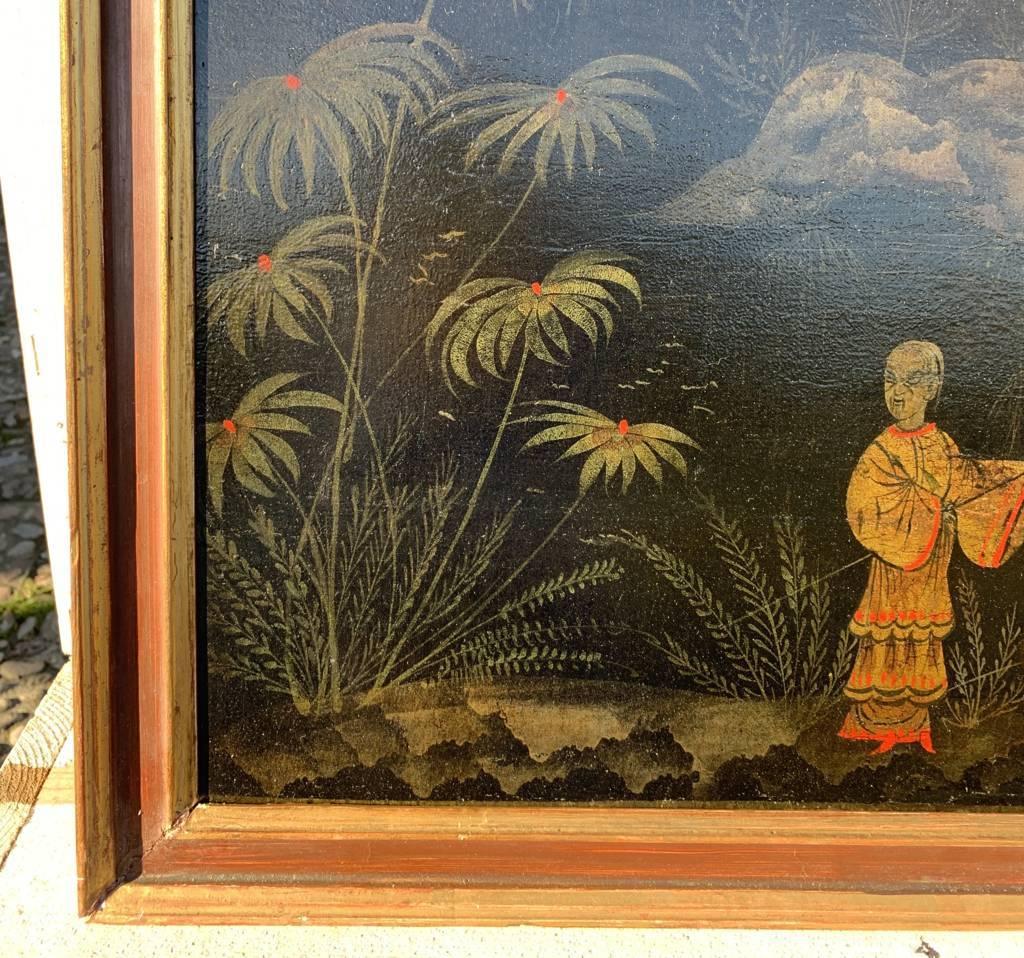 Antique Chinese painter - 18th century figure painting - Landscape Pagoda  For Sale 3