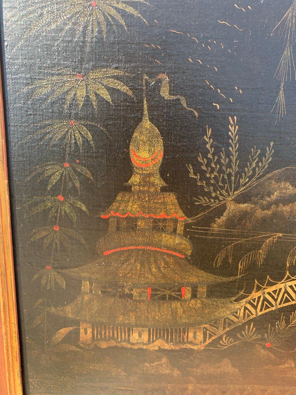 Peintre chinois ancien - peinture de figures du XVIIIe siècle - Paysage Pagode en vente 2