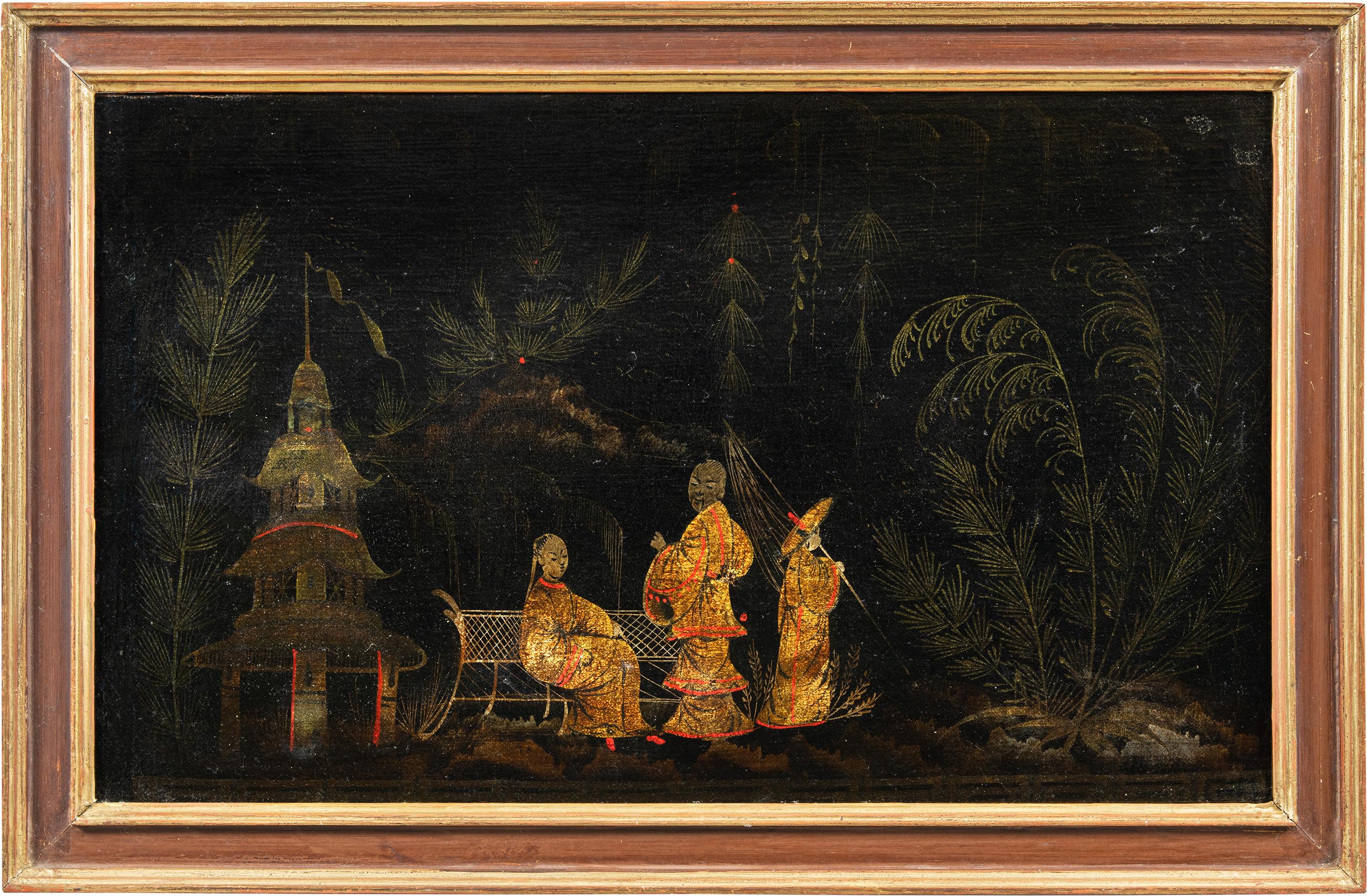 Landscape Painting Unknown - Peintre chinois ancien - peinture de figures du XVIIIe siècle - Paysage Pagode