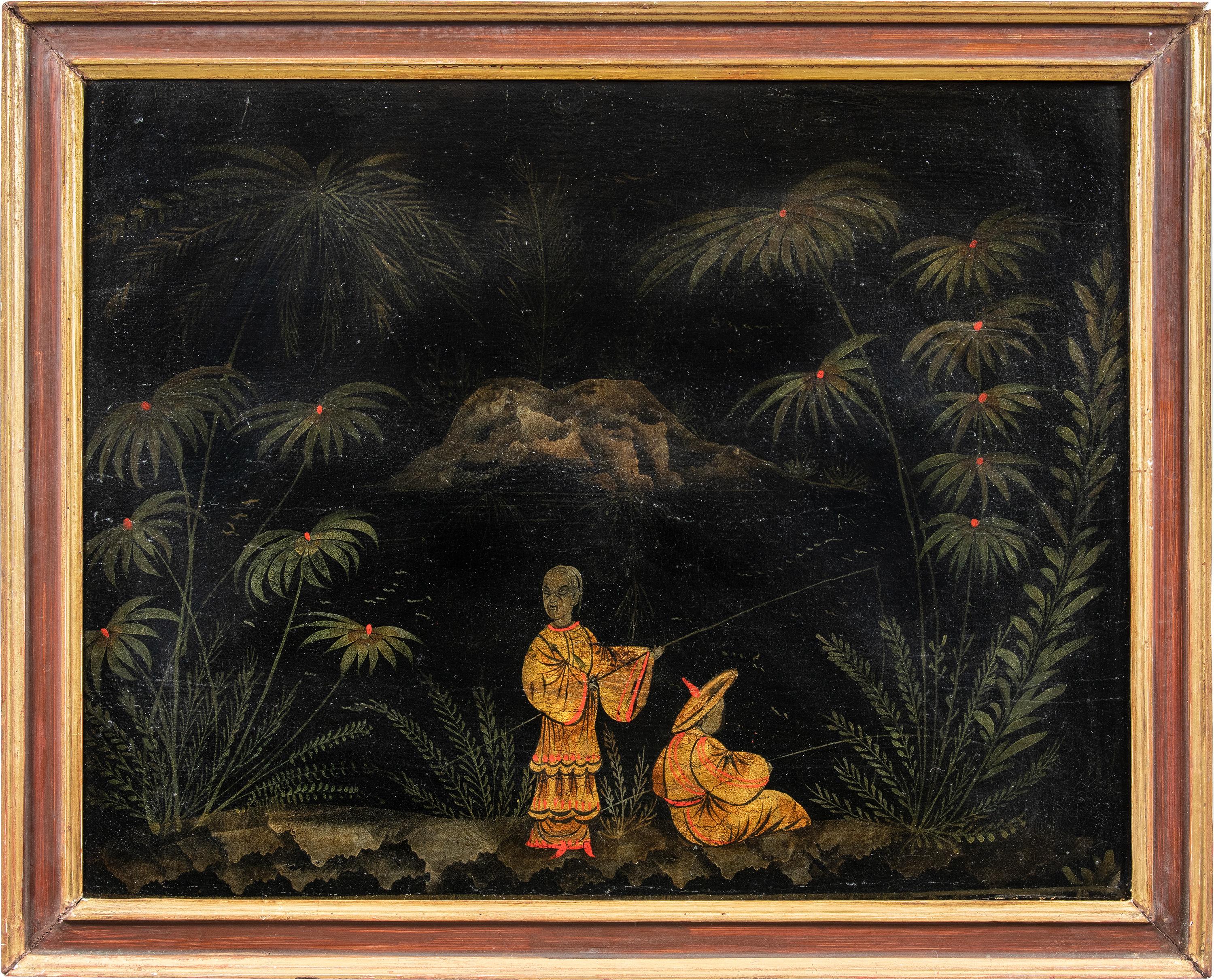 Landscape Painting Unknown - Peintre chinois ancien - peinture de figures du XVIIIe siècle - Paysage Pagode 
