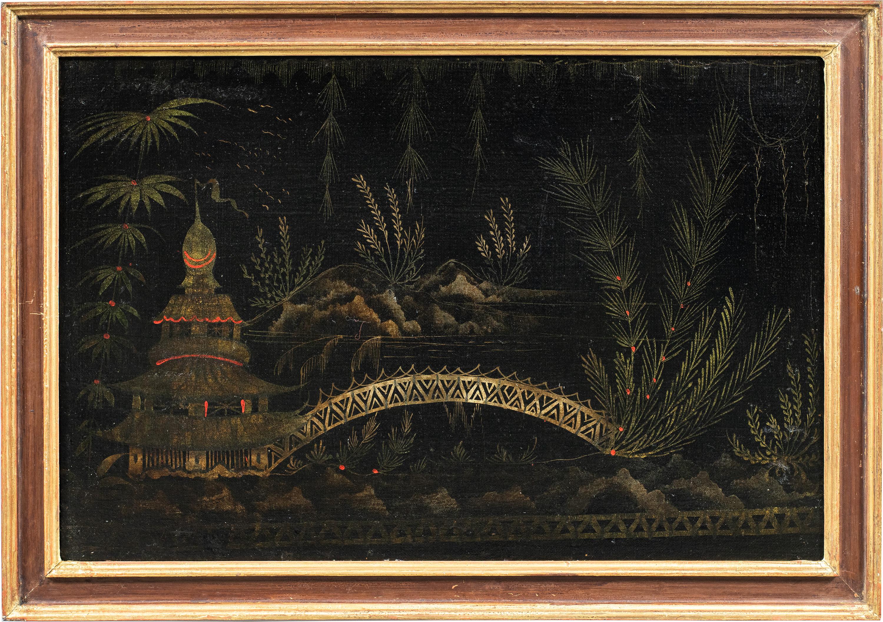 Peintre chinois ancien - peinture de figures du XVIIIe siècle - Paysage Pagode