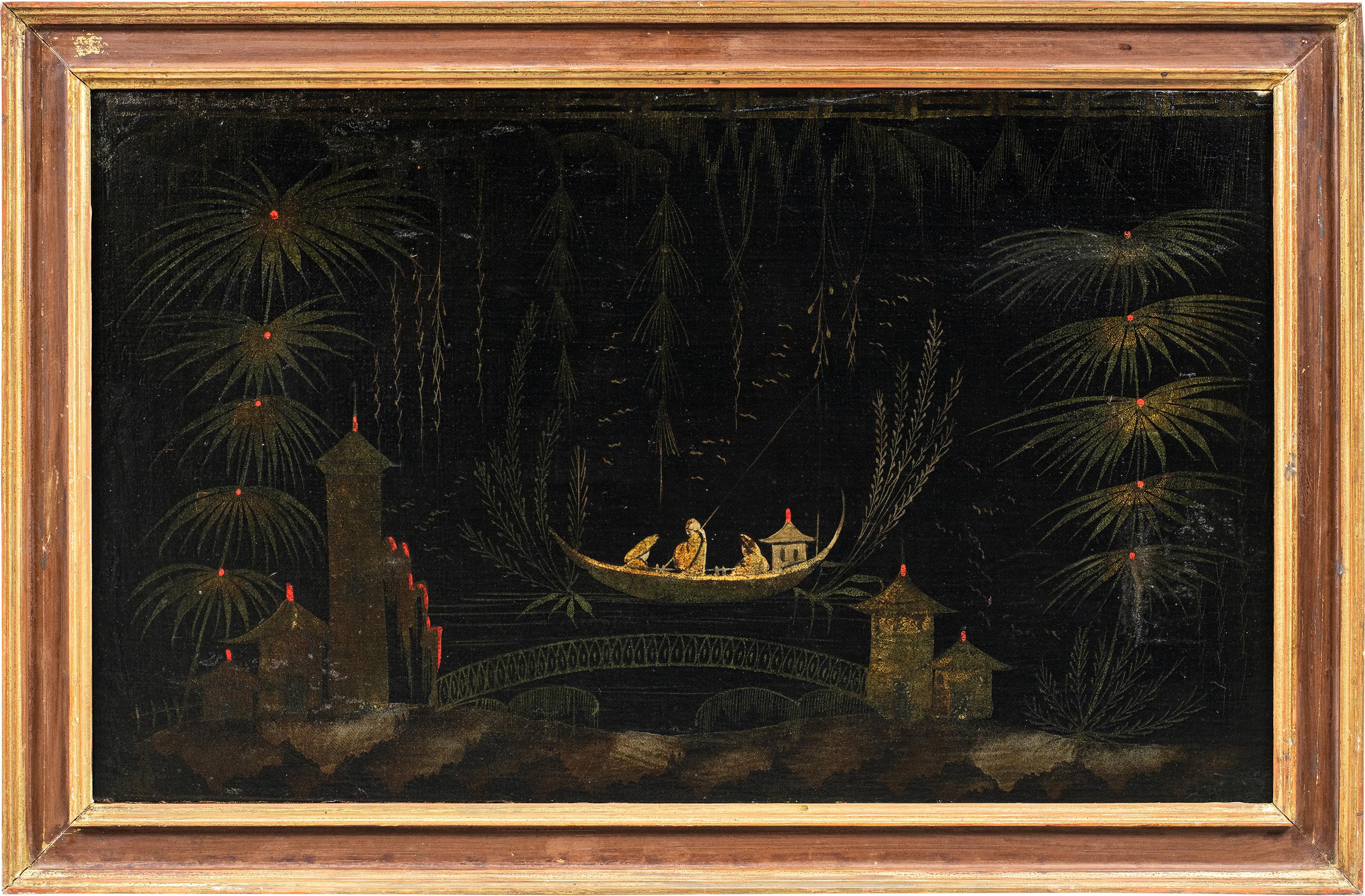 Peintre chinois ancien - peinture de figures du XVIIIe siècle - Paysage Pagode