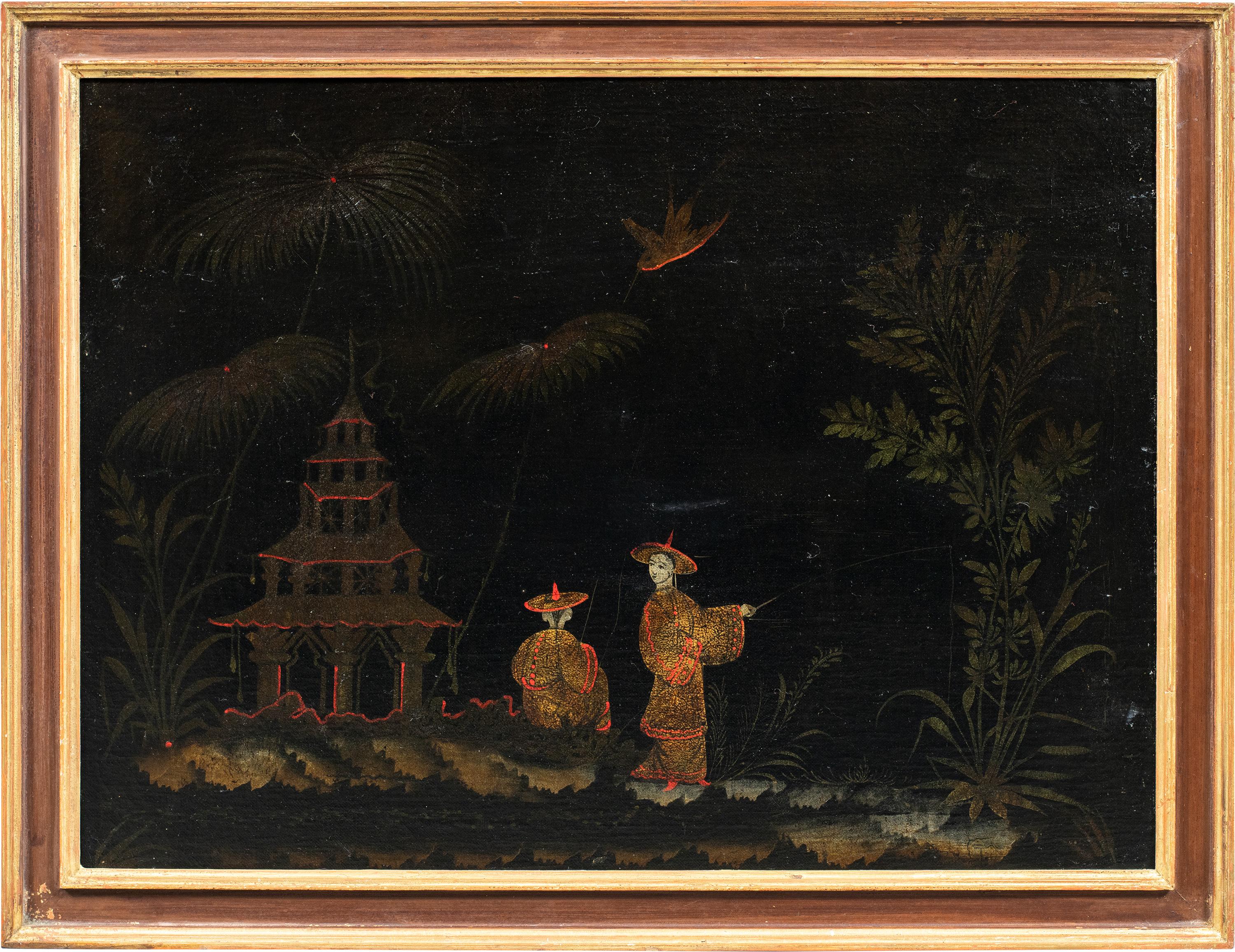 Peintre chinois ancien - peinture de figures du XVIIIe siècle - Paysage Pagode