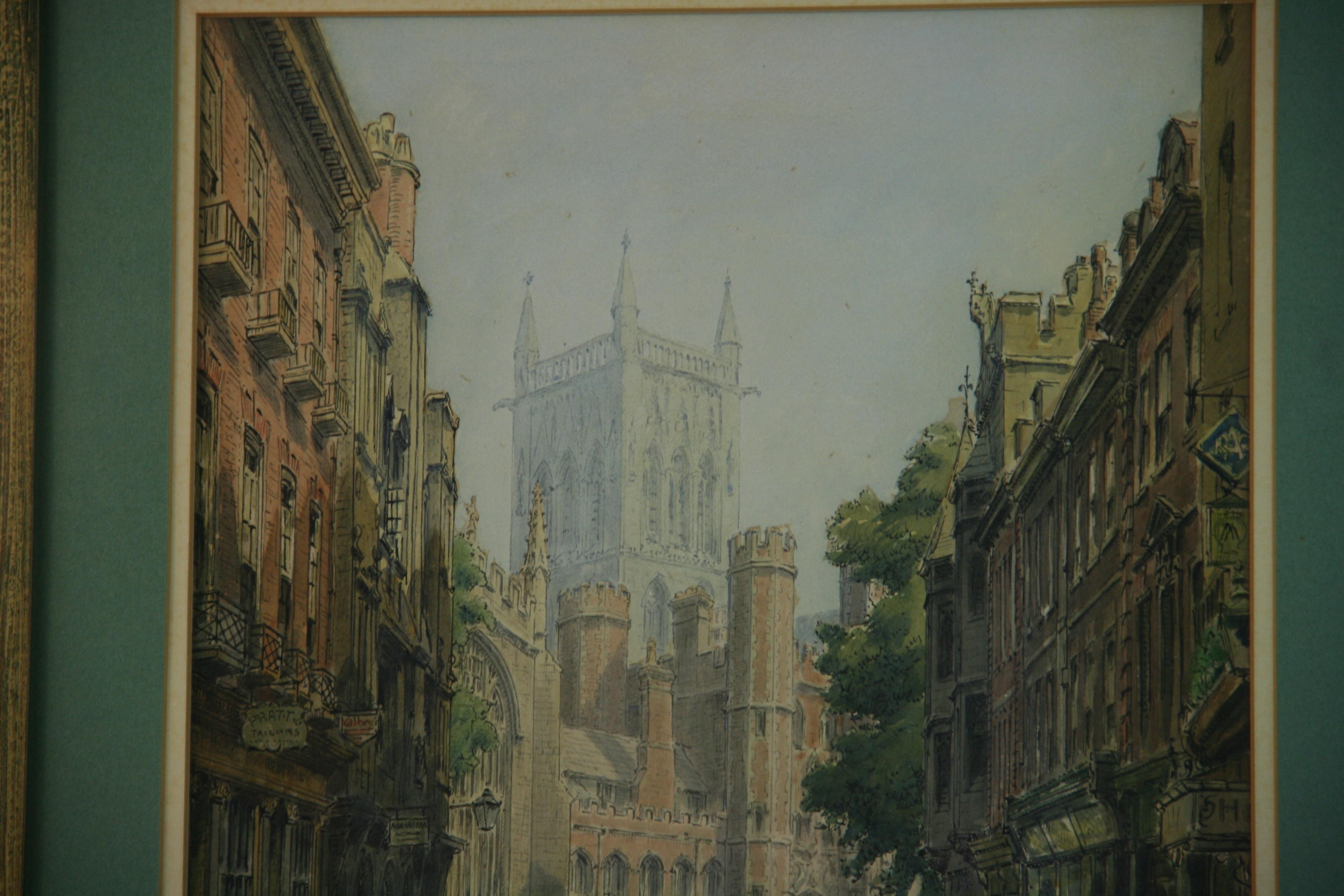 Vista antigua de la ciudad St John St Cambridge Inglaterra 1932 en venta 3