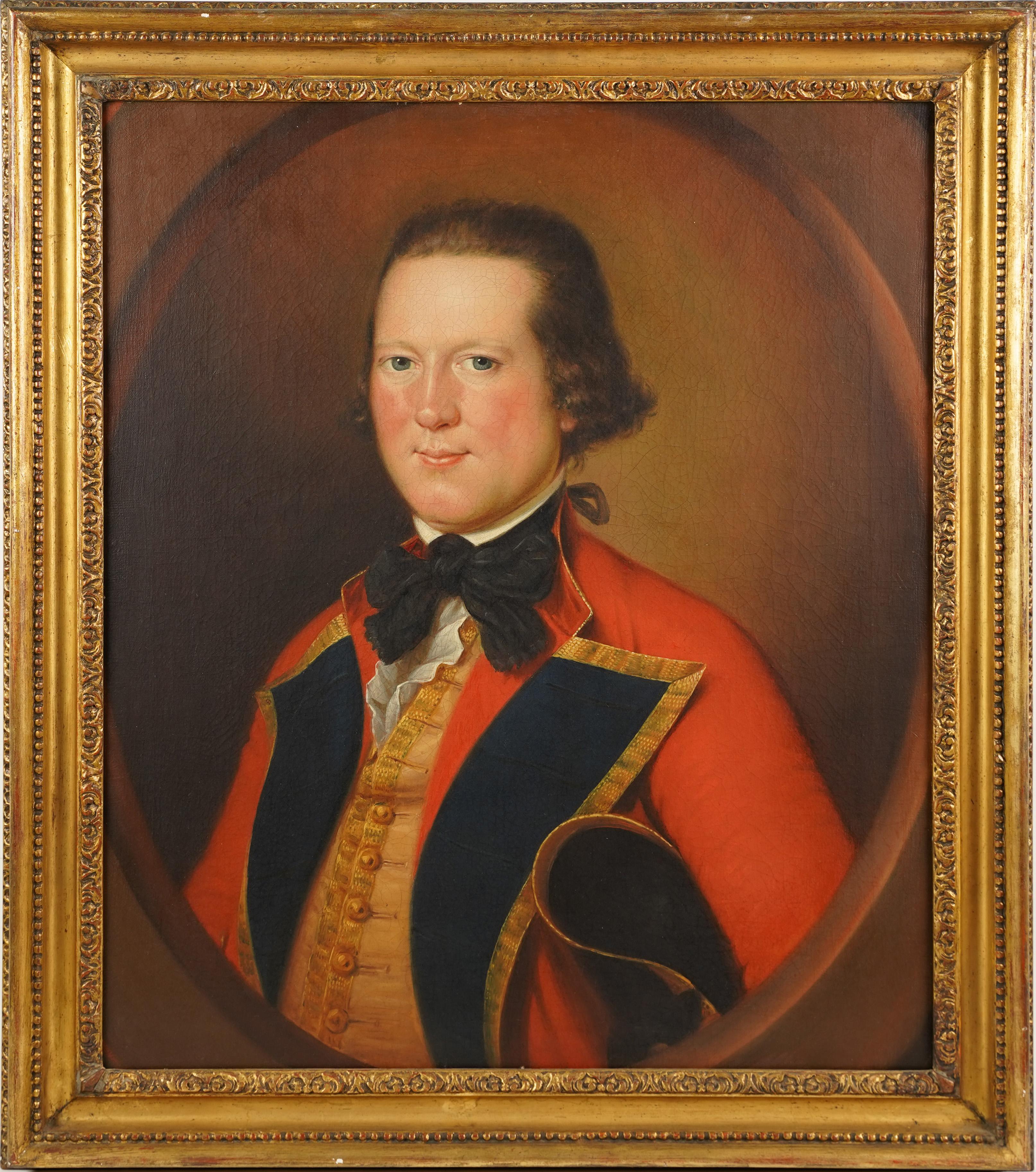 Ancienne peinture à l'huile d'un portrait masculin important de l'école continentale du 19ème siècle - Painting de Unknown
