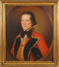 Antique Continental School 19th Century Important Male Portrait Oil Painting