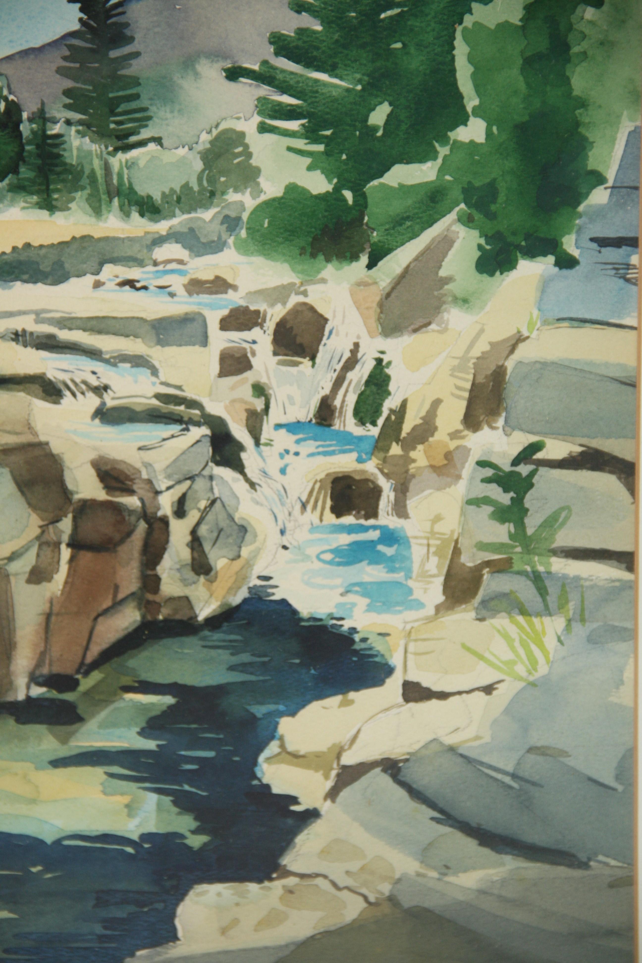 Ancien paysage aquatique surplombant signé Freeman 61 en vente 2