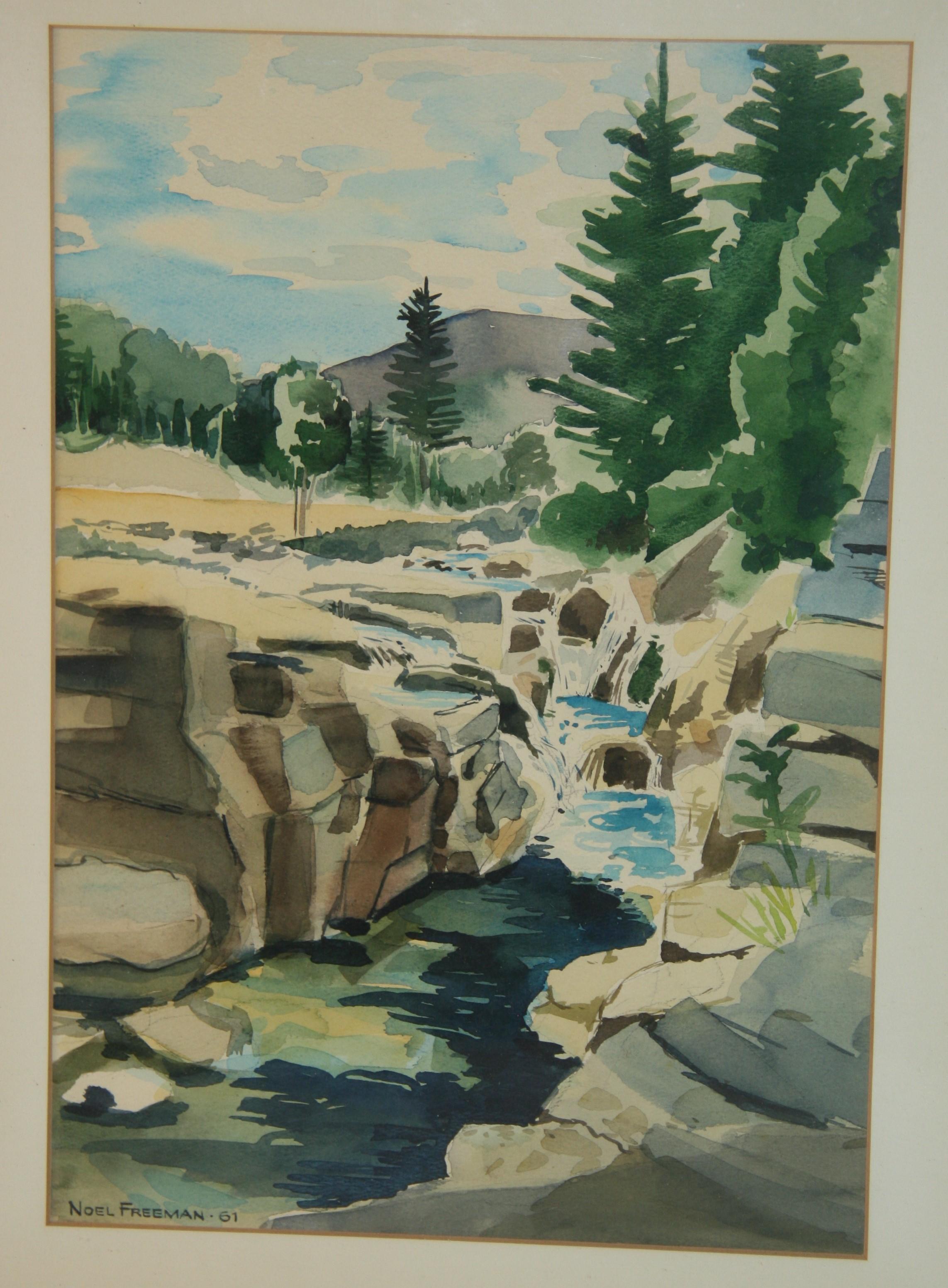 Ancien paysage aquatique surplombant signé Freeman 61 en vente 5