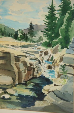 Antique Cubic Falling Water Landscape signed Freeman 61