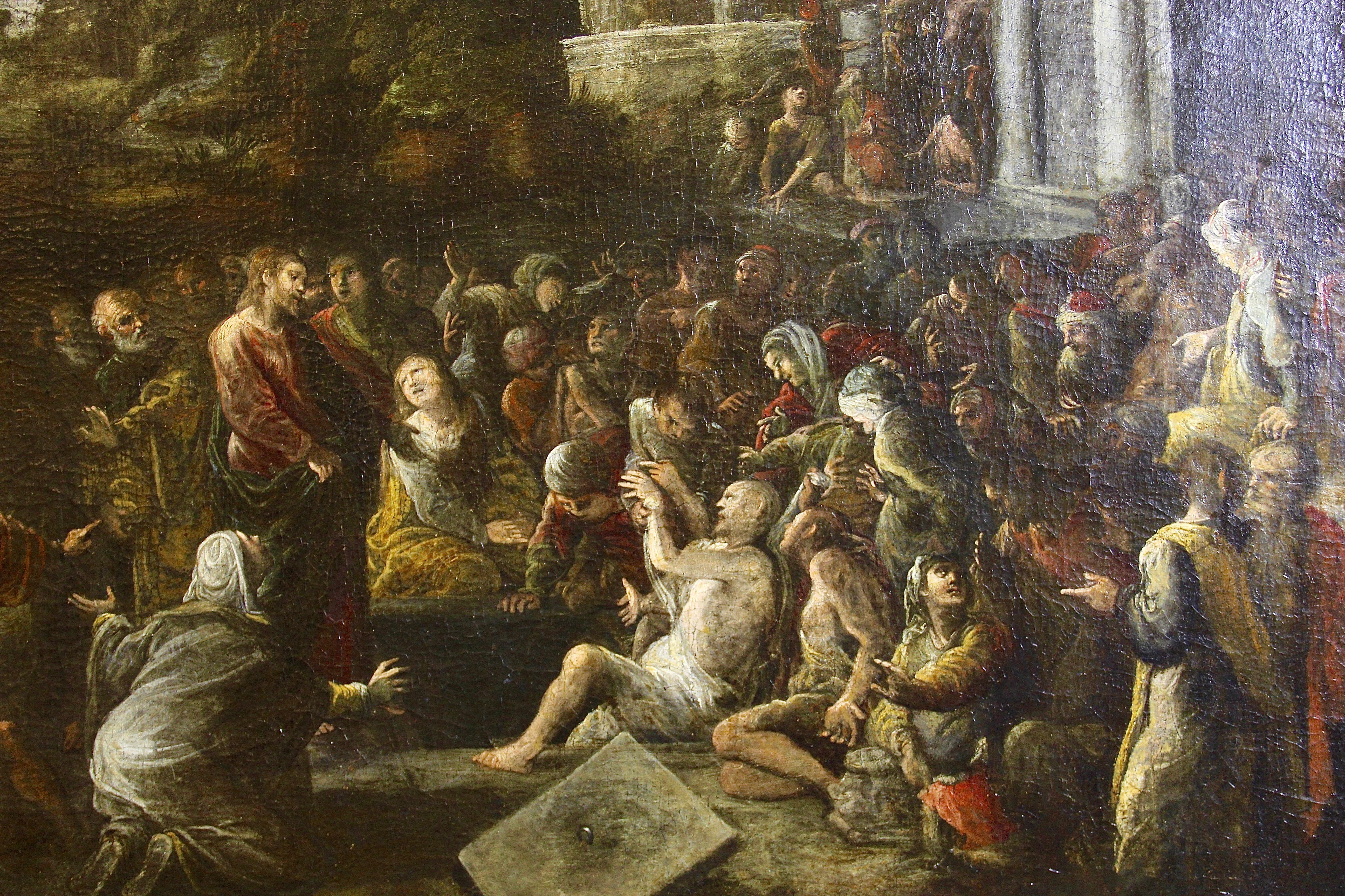 Antikes, dekoratives Ölgemälde, 18. Jahrhundert. Christliche Szene. (Alte Meister), Painting, von Unknown