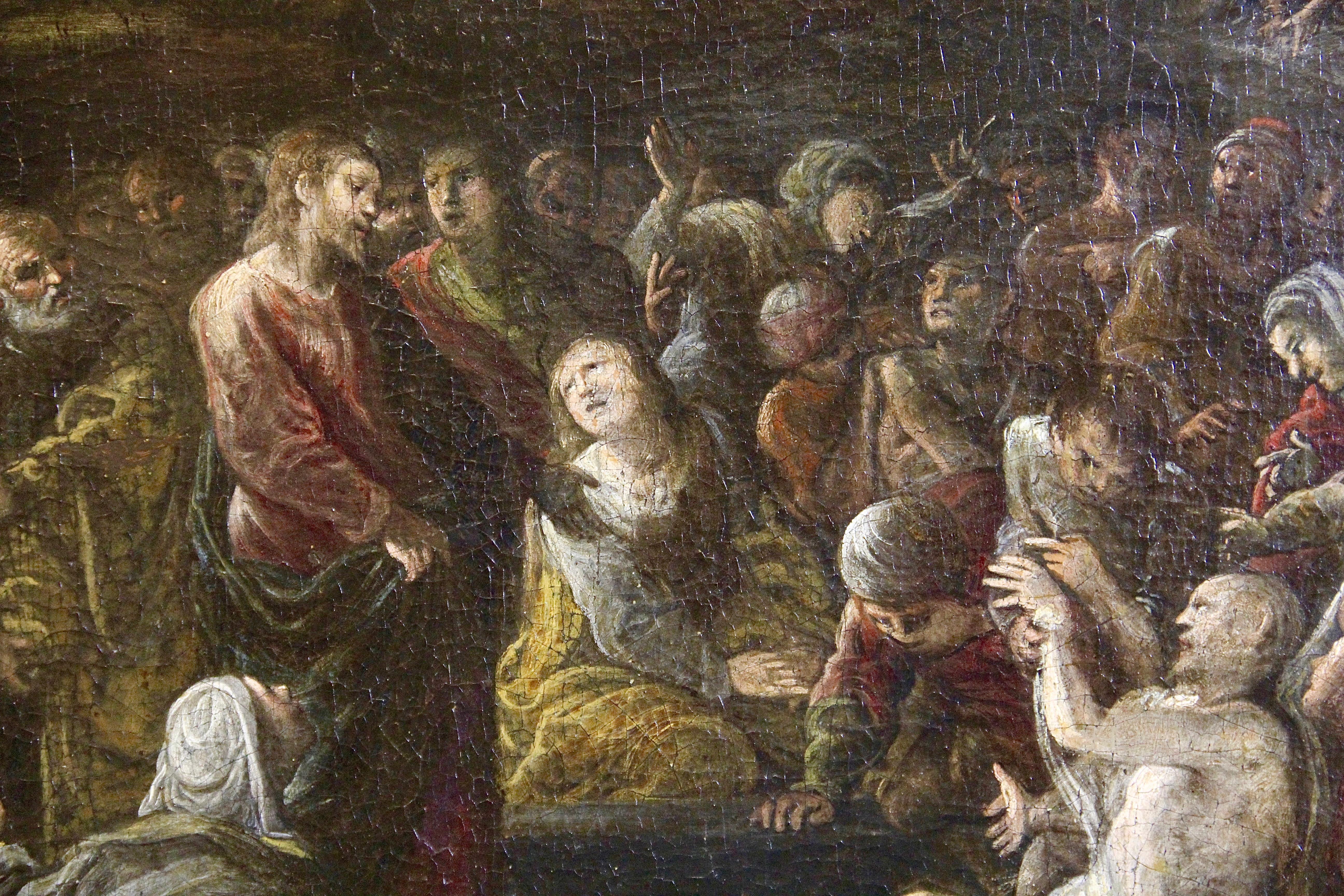 Antikes, dekoratives Ölgemälde, 18. Jahrhundert. Christliche Szene. (Braun), Figurative Painting, von Unknown