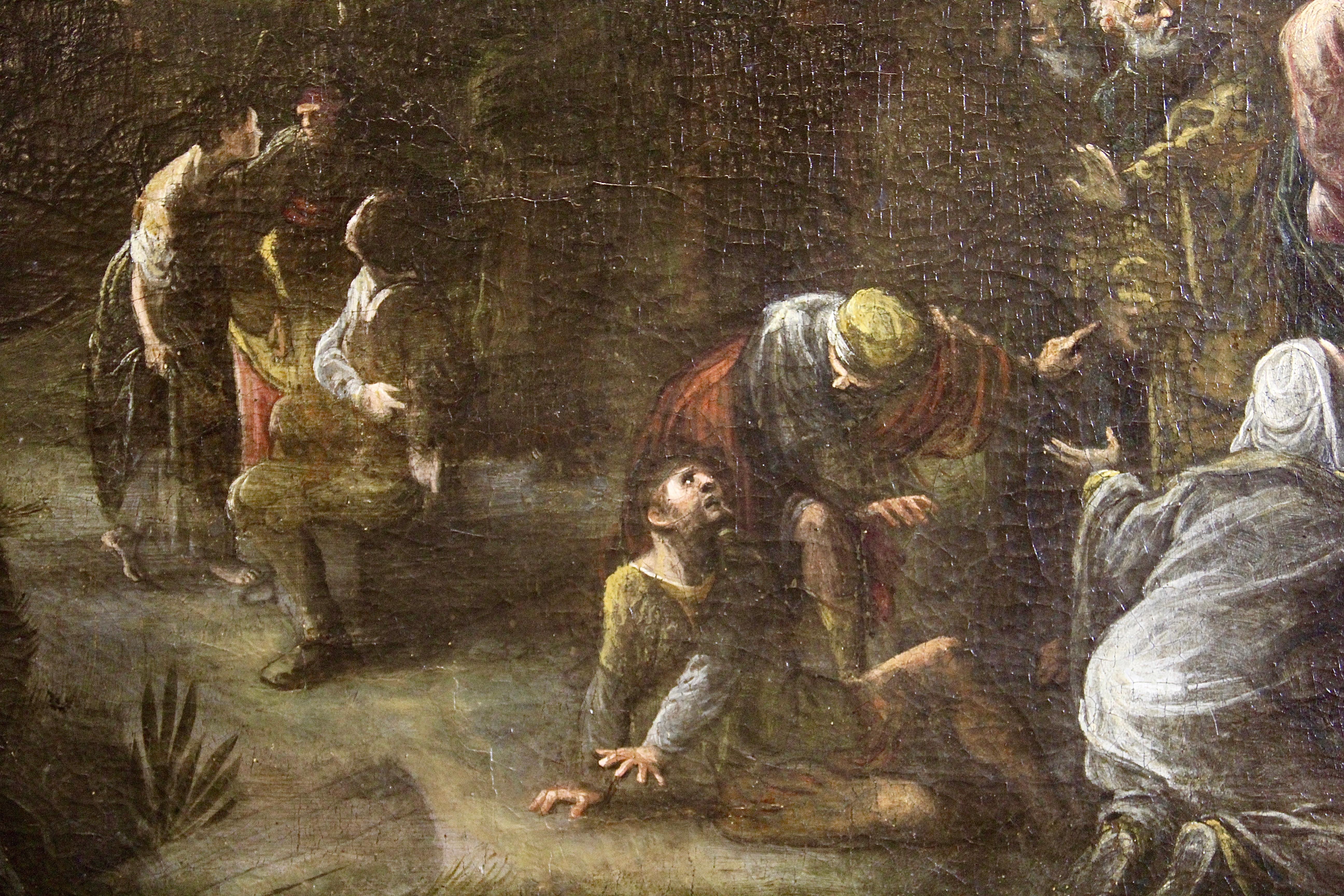 Antikes, dekoratives Ölgemälde, 18. Jahrhundert. Christliche Szene.
Segeltuch unterfüttert. Mit einem schönen Holzrahmen.

Abmessungen ohne Rahmen.