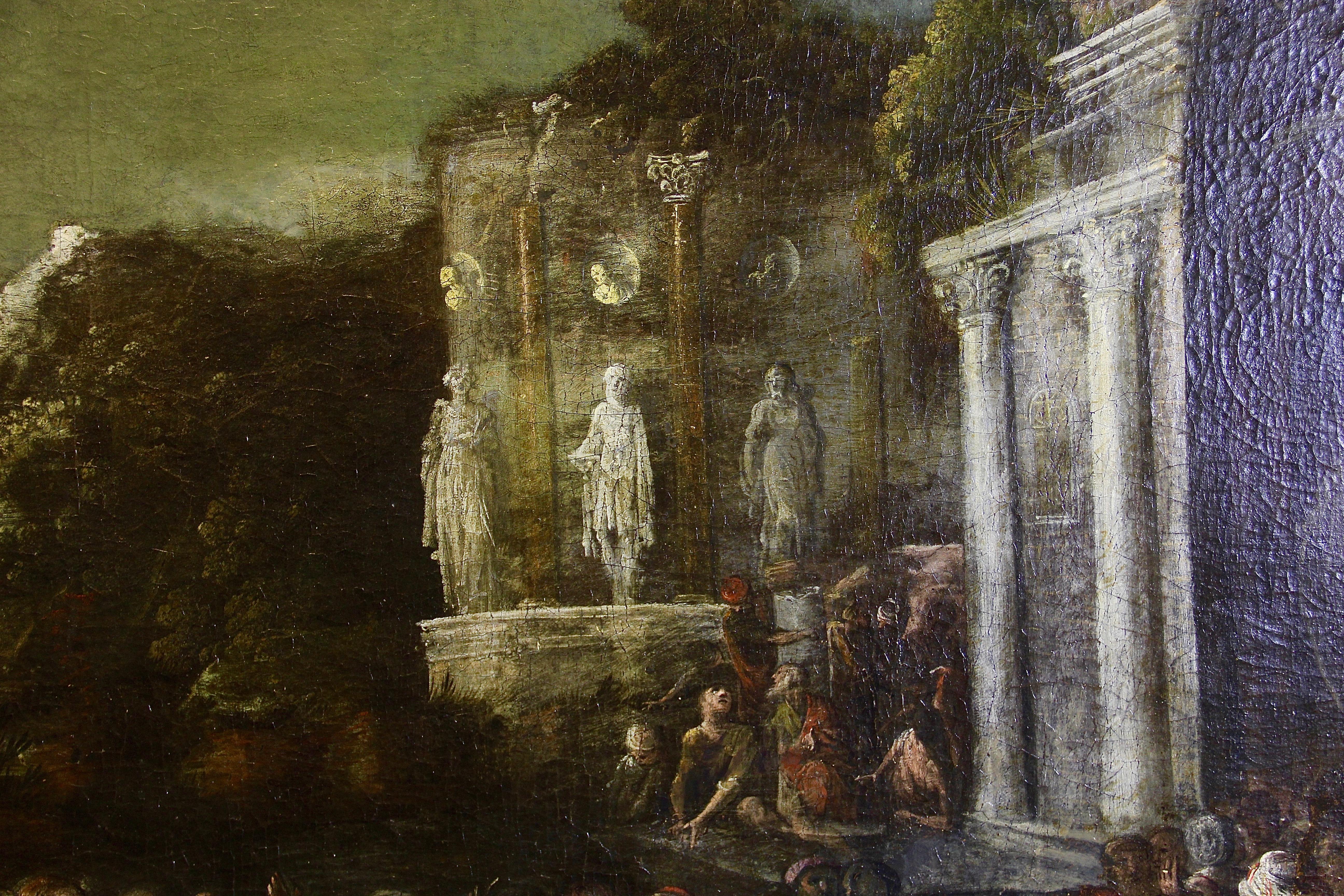 Antikes, dekoratives Ölgemälde, 18. Jahrhundert. Christliche Szene. im Angebot 1