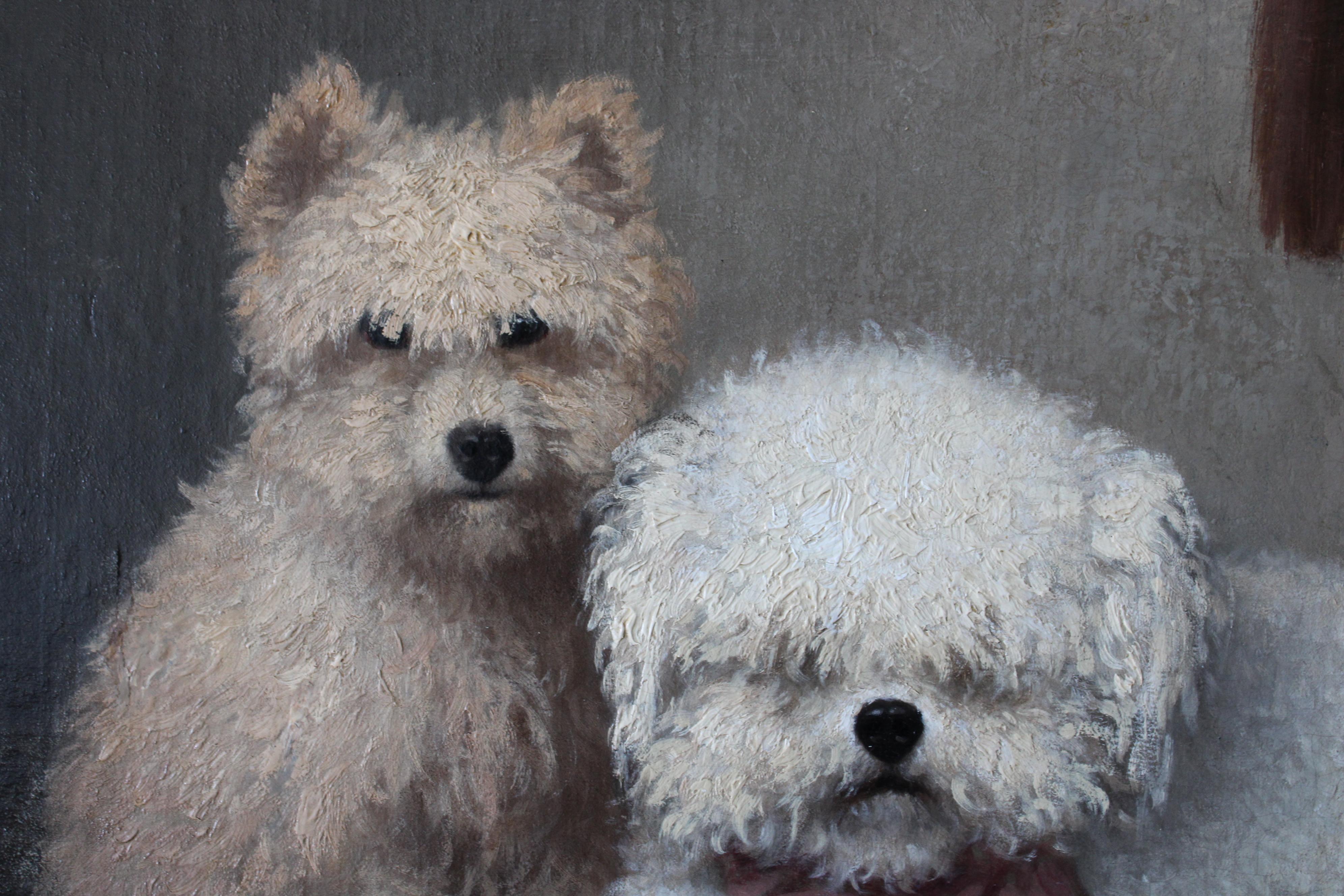 Pintura antigua de perros, pintura al óleo de dos perros, perros por Sangster 1861 - Painting de Unknown