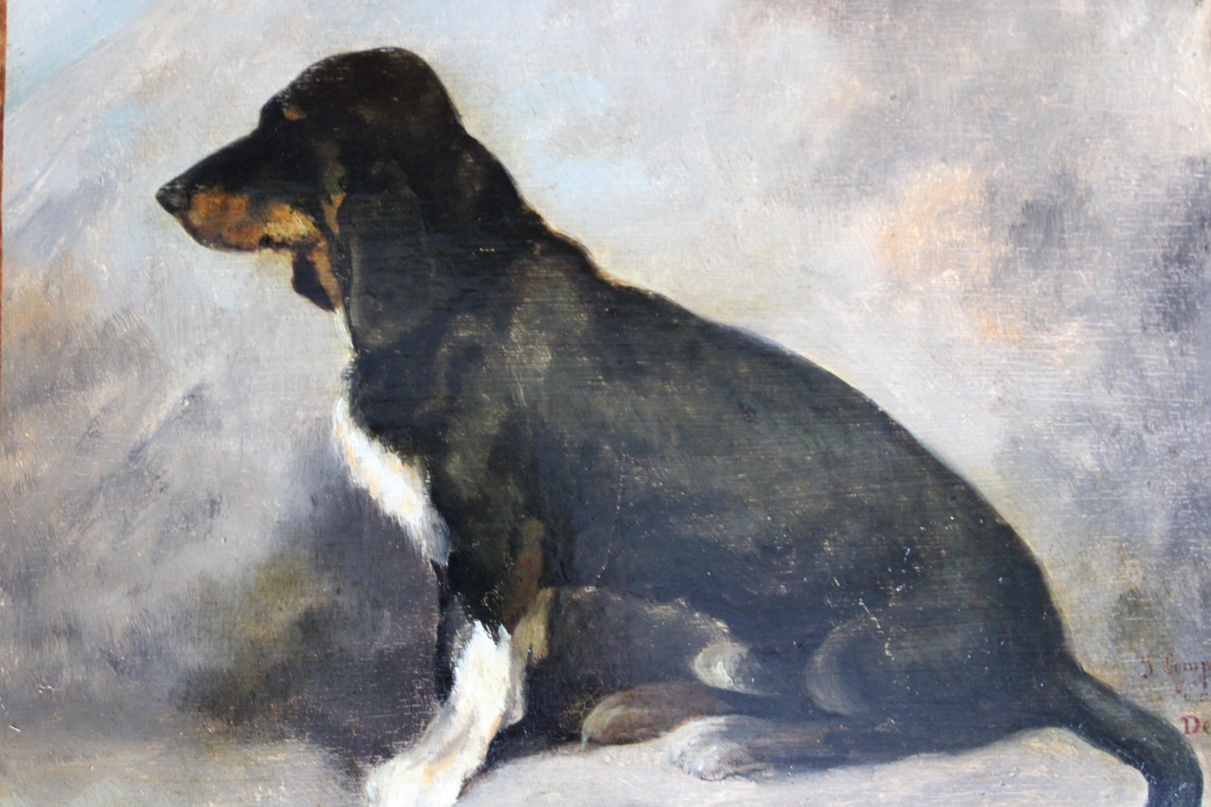 Antique dog portrait, portrait of a basset hound, animal portrait 2