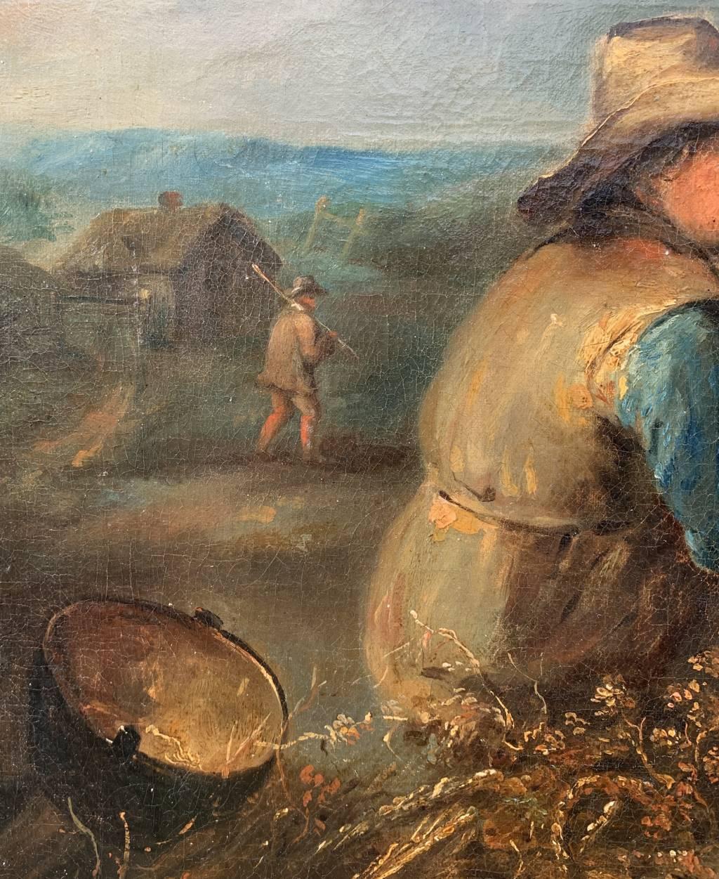 Antiker niederländischer Maler – Figurengemälde des 18. Jahrhunderts – Pfeifenraucher – Öl auf Leinwand 2