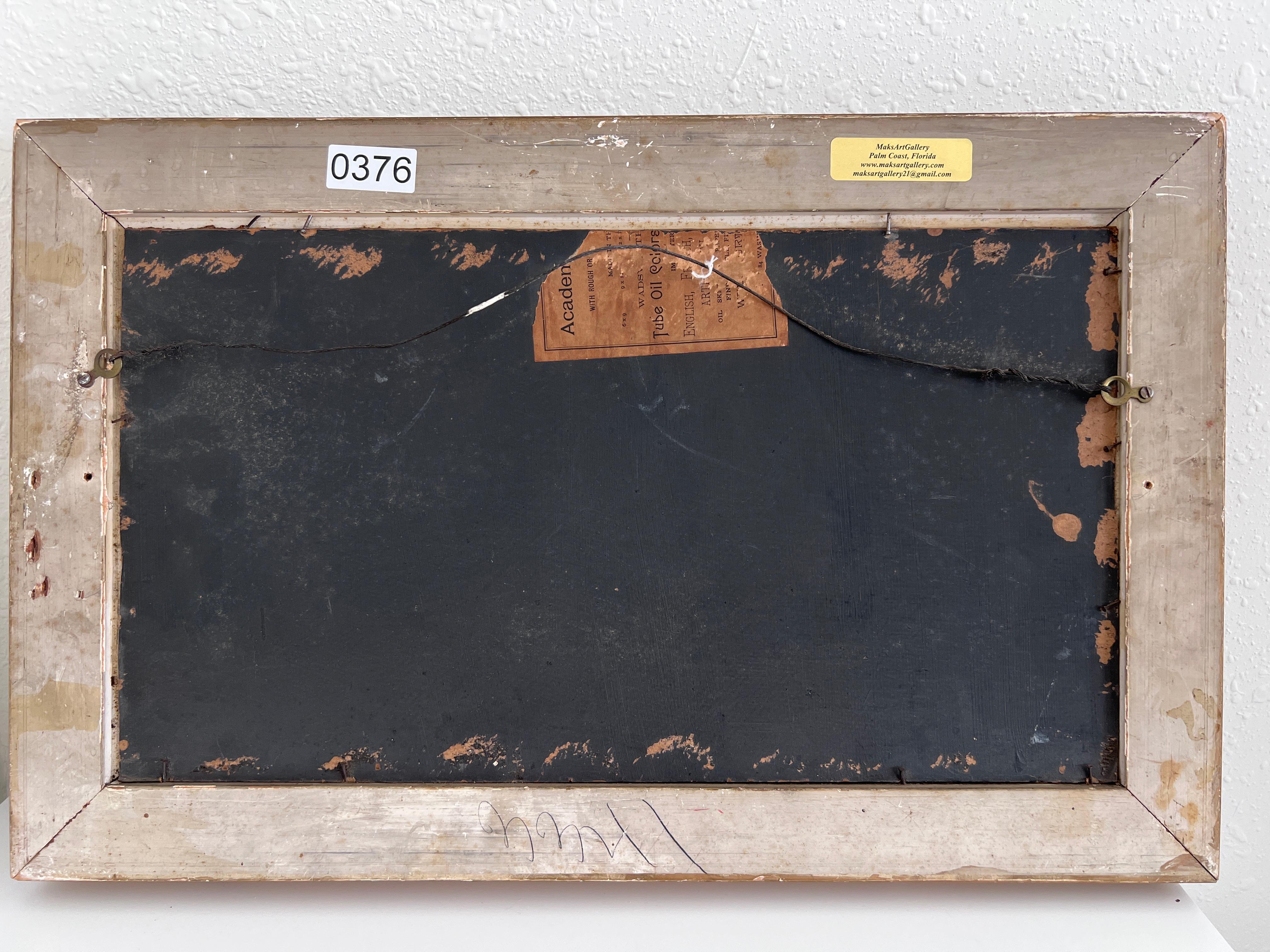 Antique Early 20th century Oil Painting Roses Still Life on Board Unsigned Frame For Sale 9