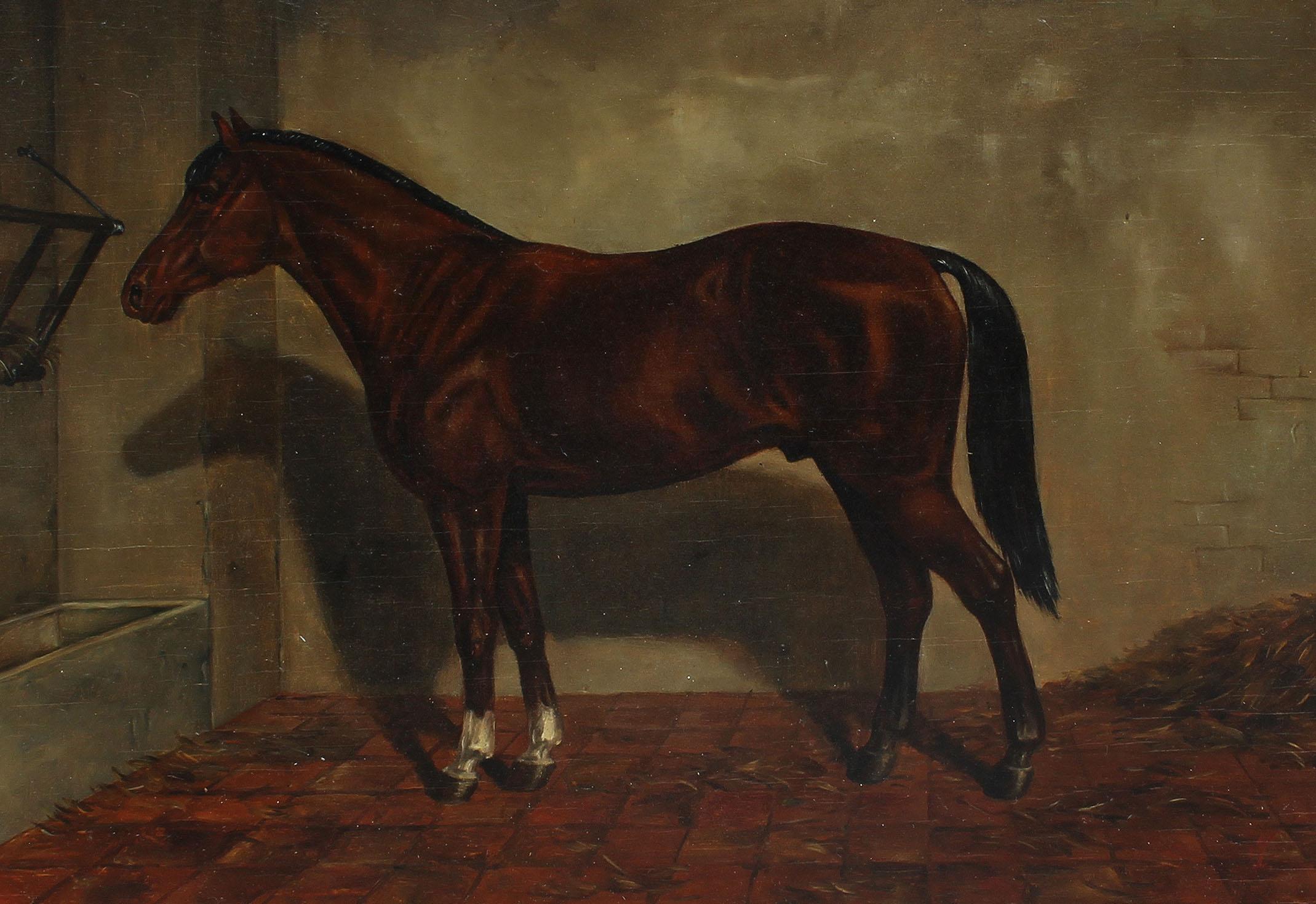 antique horse oil painting