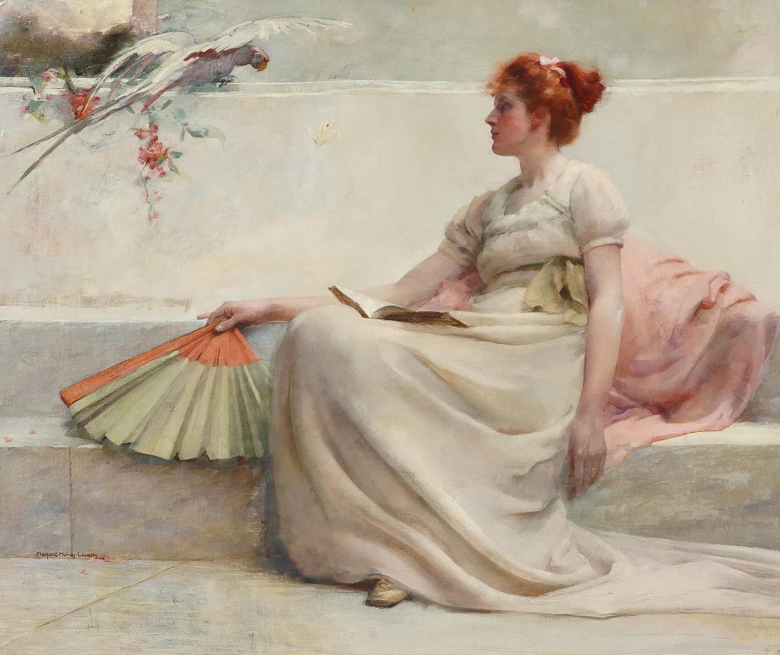Antiguo Retrato Clásico Inglés con Loro Enmarcado Pintura al Óleo Original - Painting Impresionista de Unknown