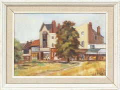 Antique English Countryside Impressionist Signed Castle Landscape Oil Painting