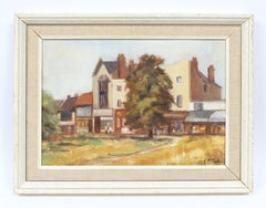 Antique English Countryside Impressionist Signed Castle Landscape Oil Painting