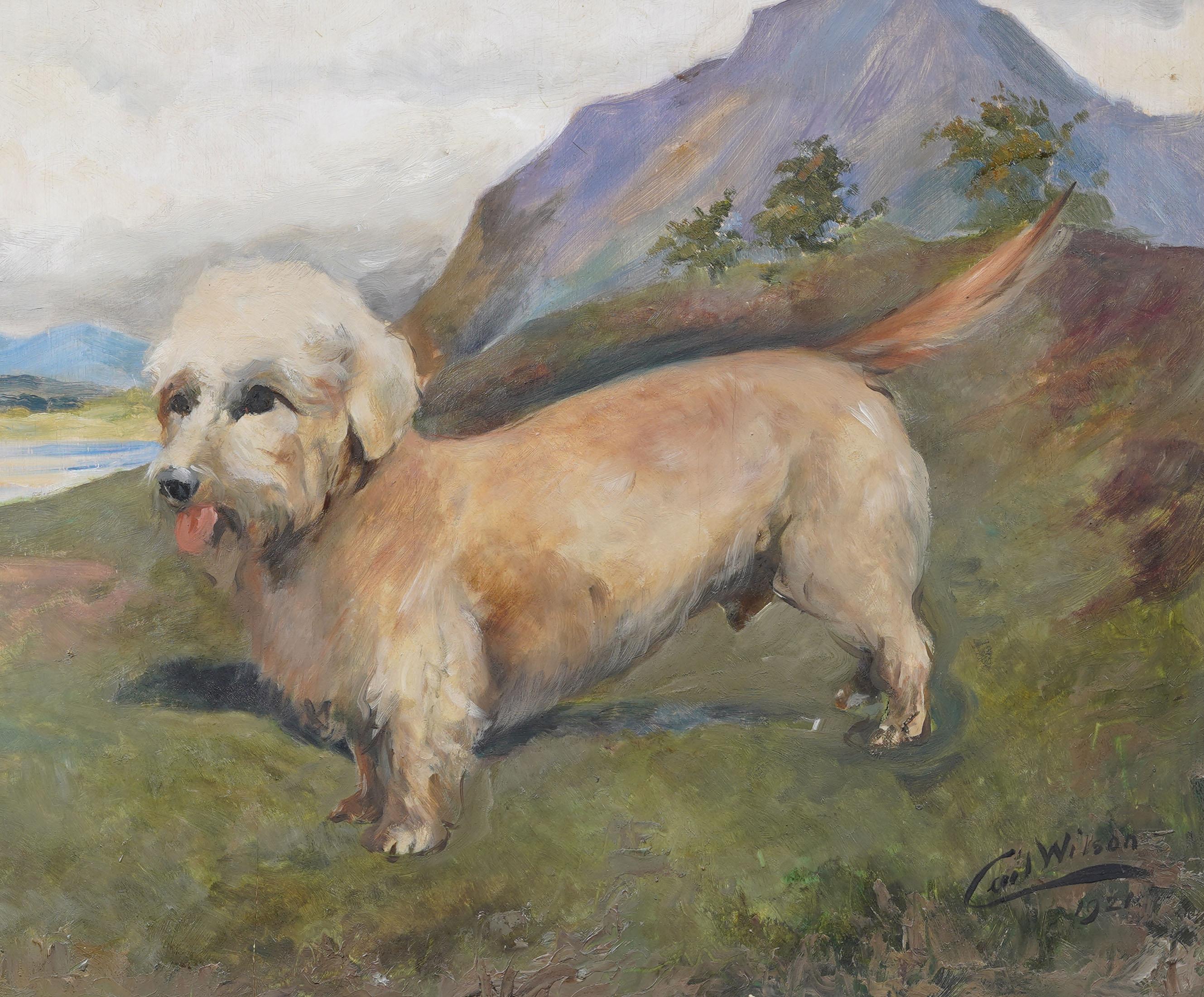 Antico English Impressionist firmato Ritratto di cane paesaggio Terrier Pittura ad olio in vendita 1