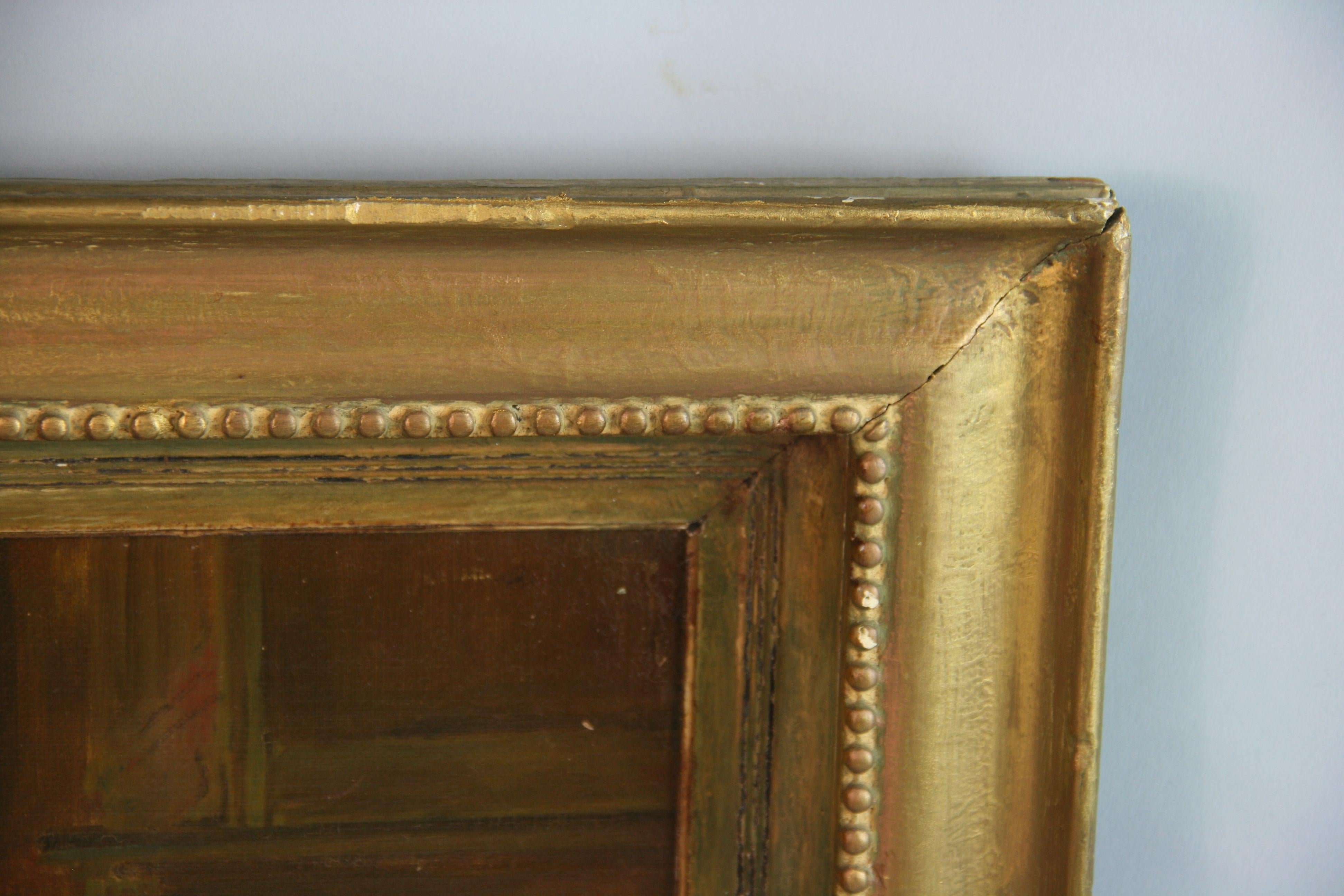Antique English Oil Painting Interior Scene 