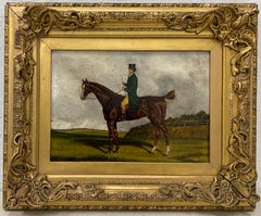 Antique Equestrian Rider Oil Painting c.1900