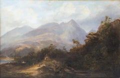 Antike europäische Landschaft mit Bergen