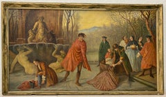 Antique European School "Winter" Oil Painting After Nicolas Lancret c.1900 Antique European School "Winter" Oil Painting After Nicolas Lancret c.1900