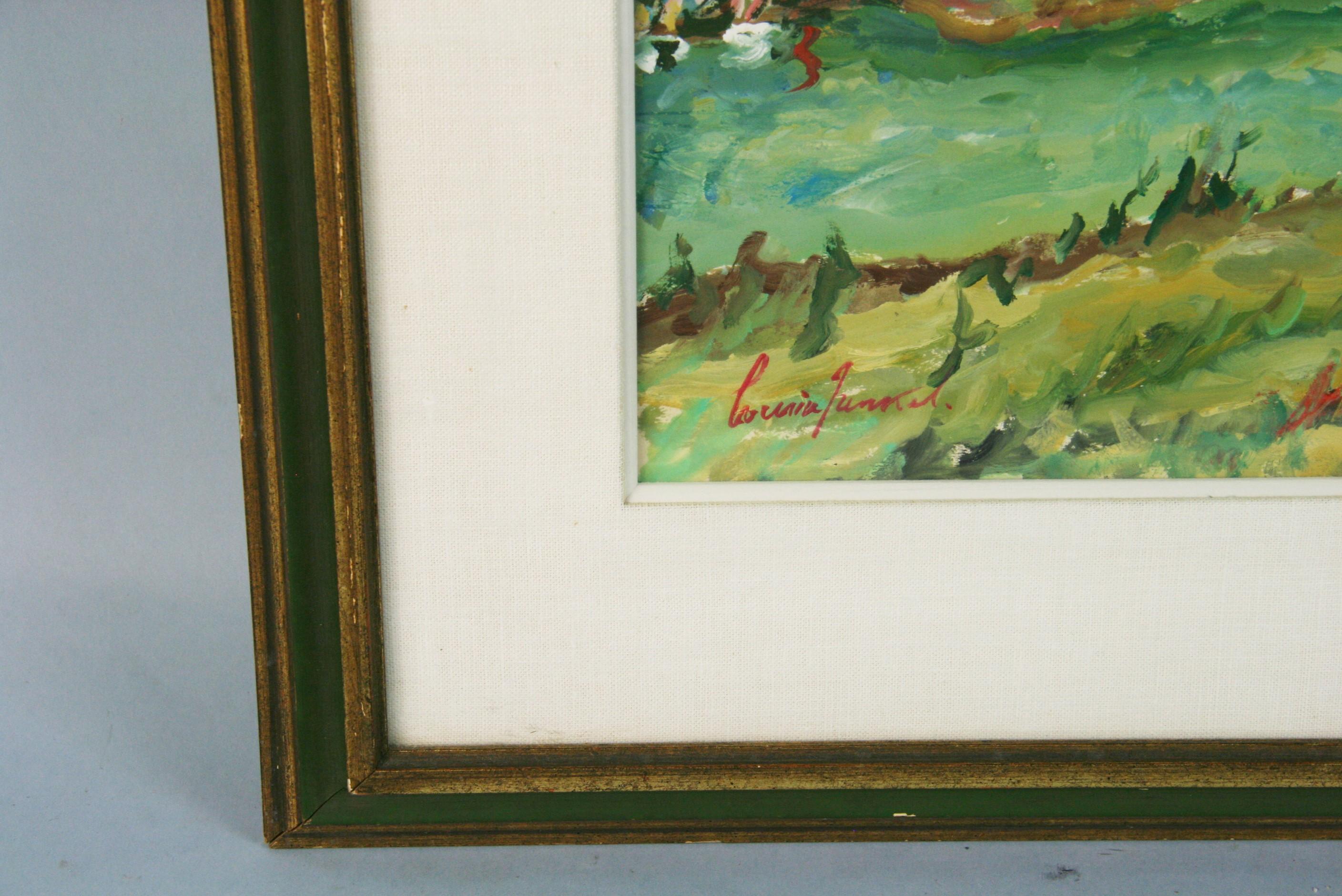 Antique Fauvist French Village Landscape - Gray Landscape Painting by Unknown