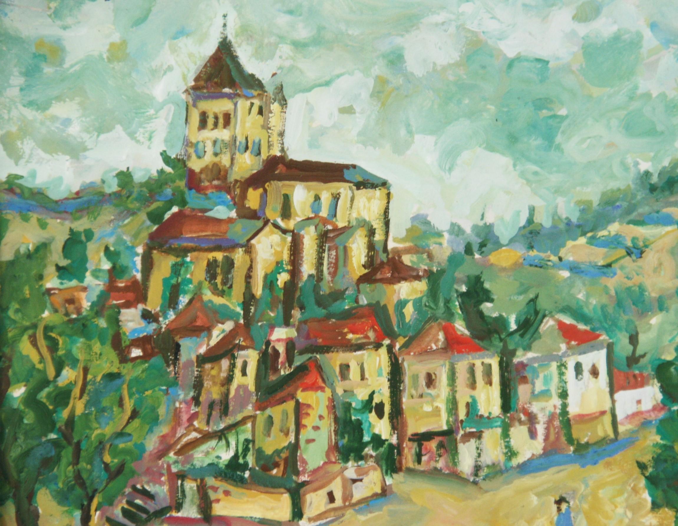 Unknown Landscape Painting - Antique Fauvist French Village Landscape