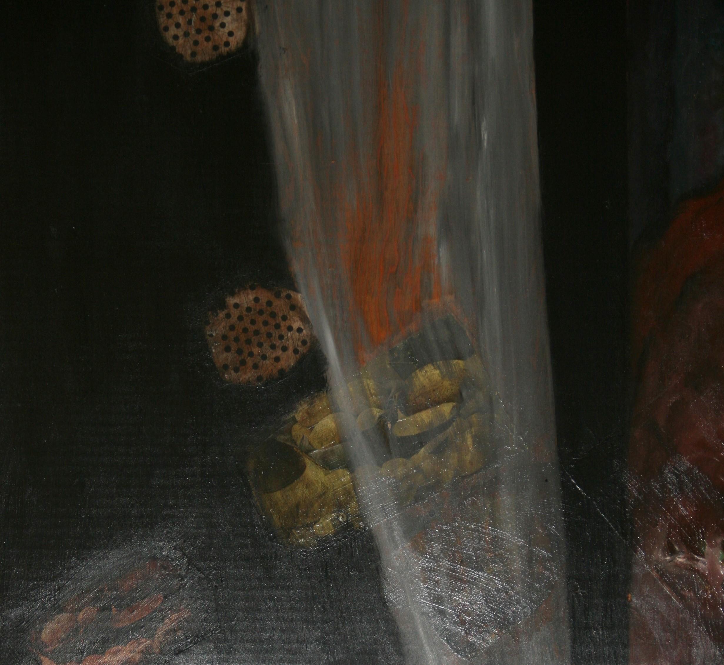 Antico Figurativo a grandezza naturale  Pittura a olio  di un Wiseman  su pannello di Wood in vendita 2