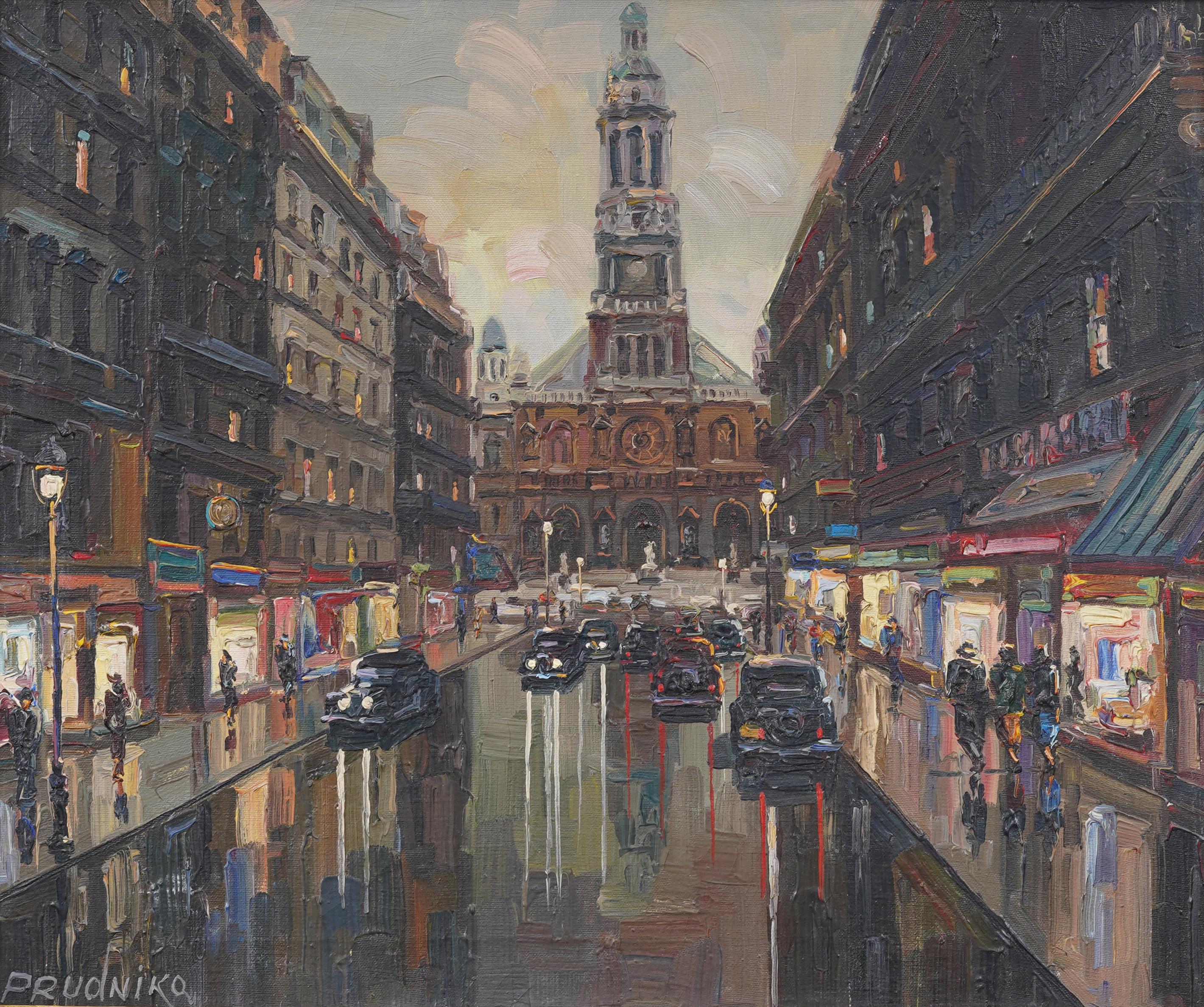 Antique French impressionist Paris street scene signed oil painting. Oil on canvas. Framed. Signed.  In excellent original condition. Handsomely framed in a  gold giltwood impressionist molding.  Excellent condition, ready to hang and enjoy. 
