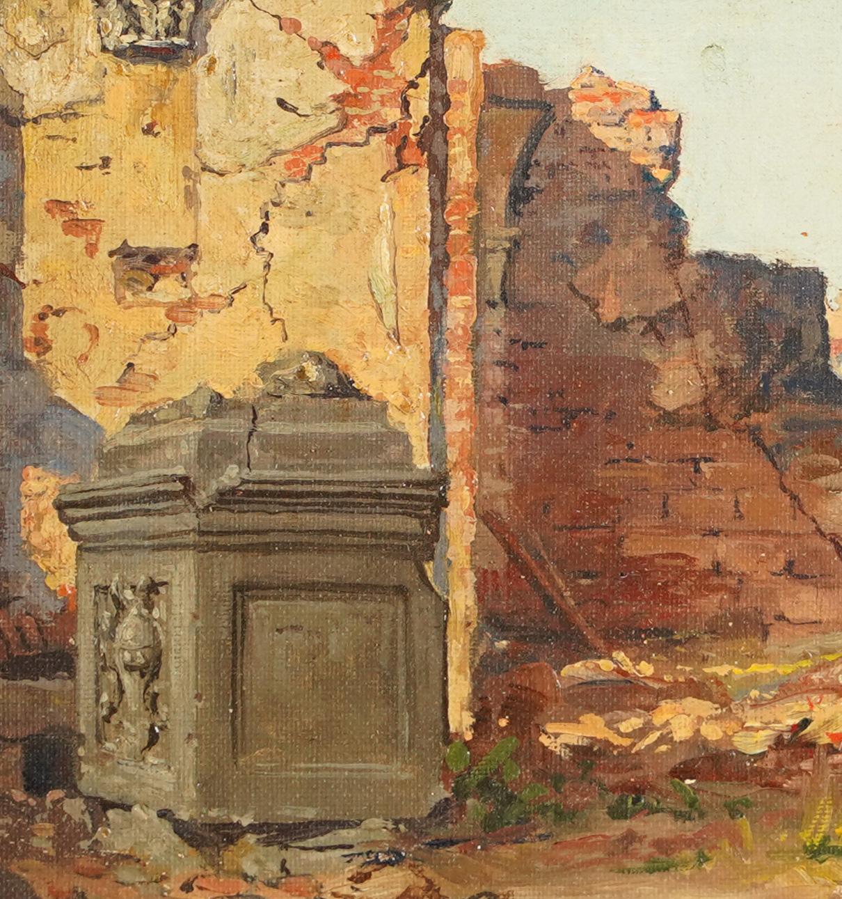 Antiguo Florencia Italia Impresionista Ruinas Paisaje urbano Pintura al óleo bien enmarcada 4