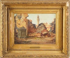 Antique Florence Italy Impressionist Ruins Nicely Framed Cityscape Oil Painting