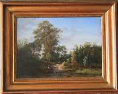 Antique French Barbizon Landscape oil painting