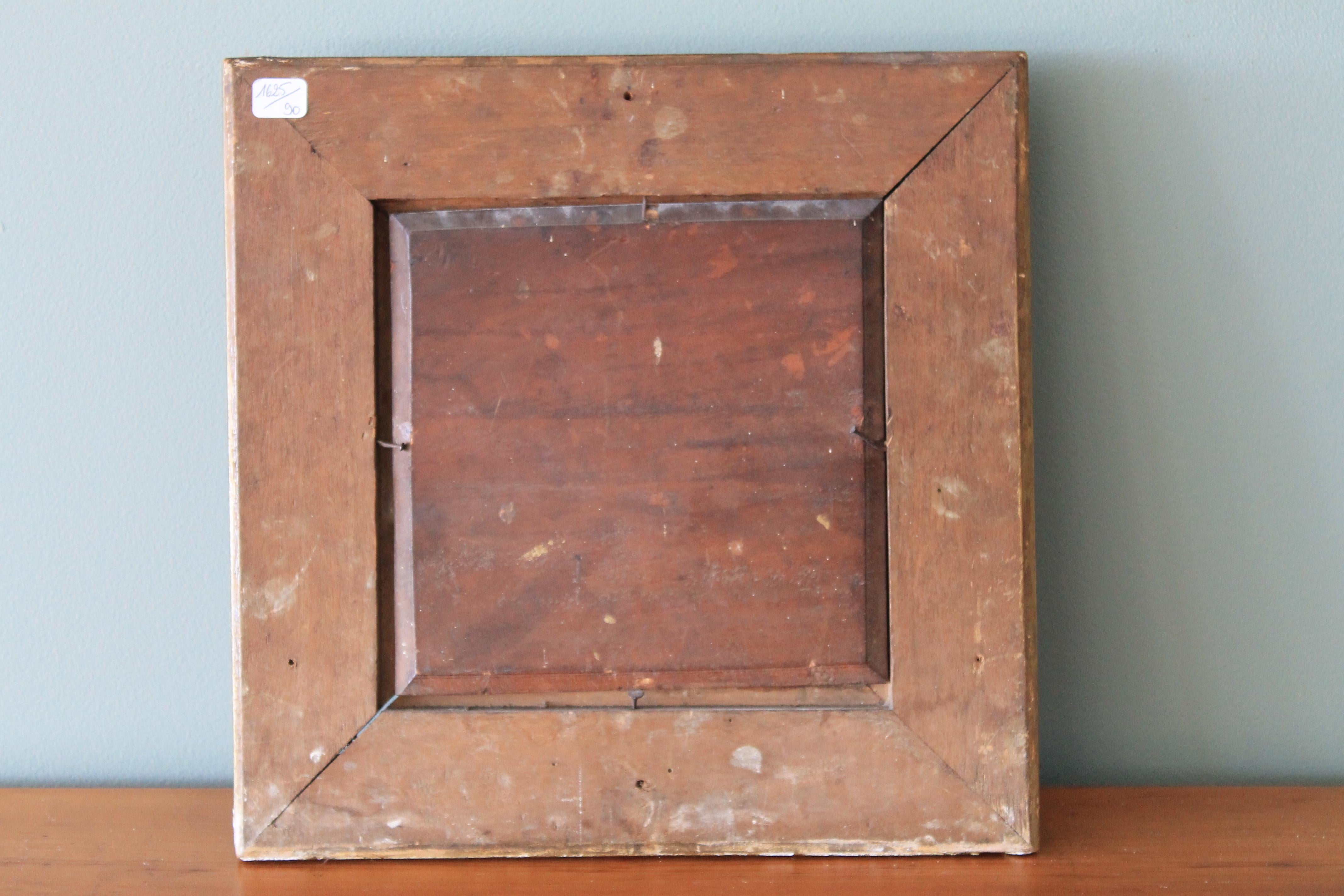 Antique French Barbizon paesaggio dipinto a olio con alberi e case 3