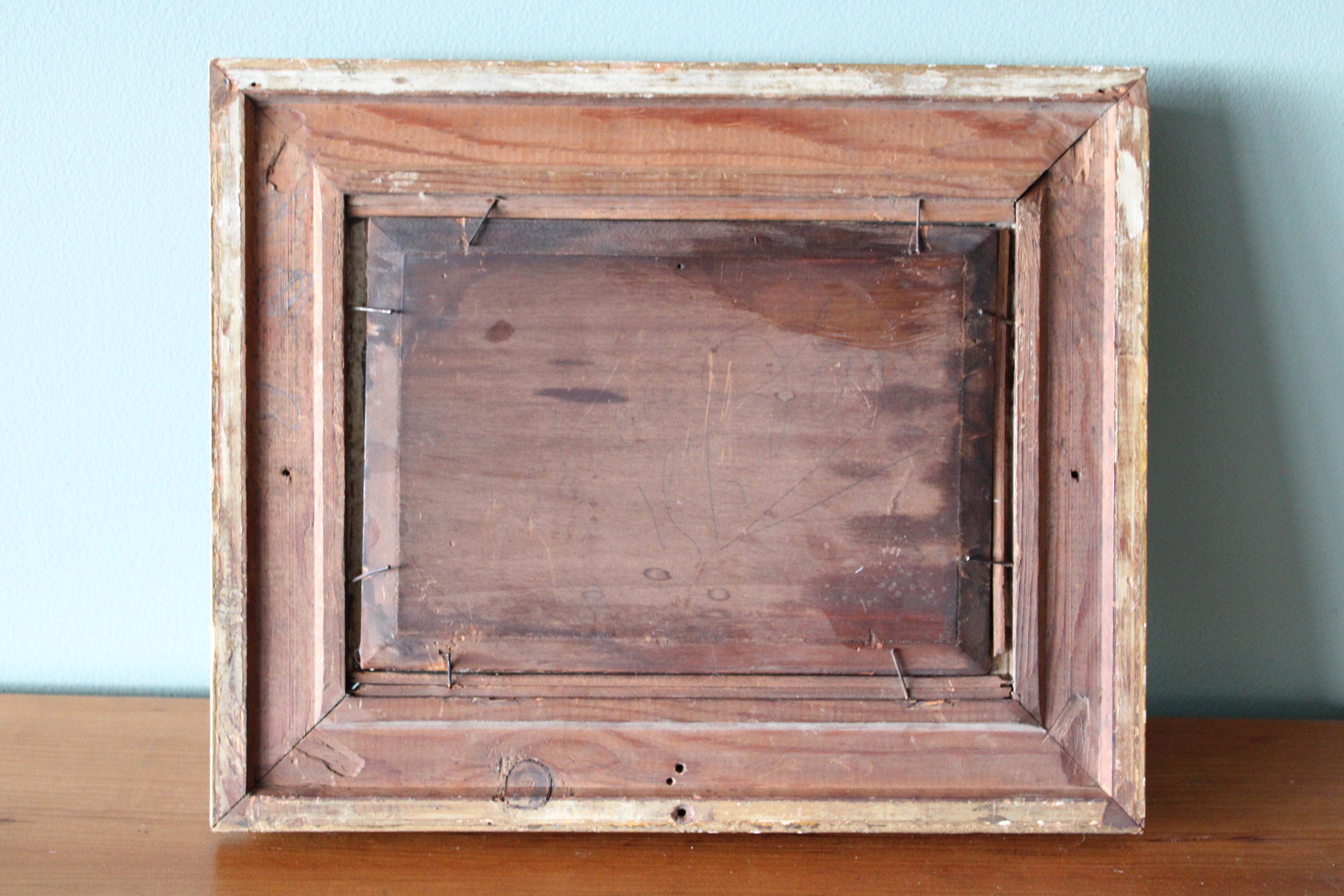 Antique French Barbizon Paesaggio dipinto ad olio, pittura ad olio Riverside 3