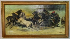 Antique chasse équestre française "Escape from the Wolf Pack" (Échapper à la meute de loups)