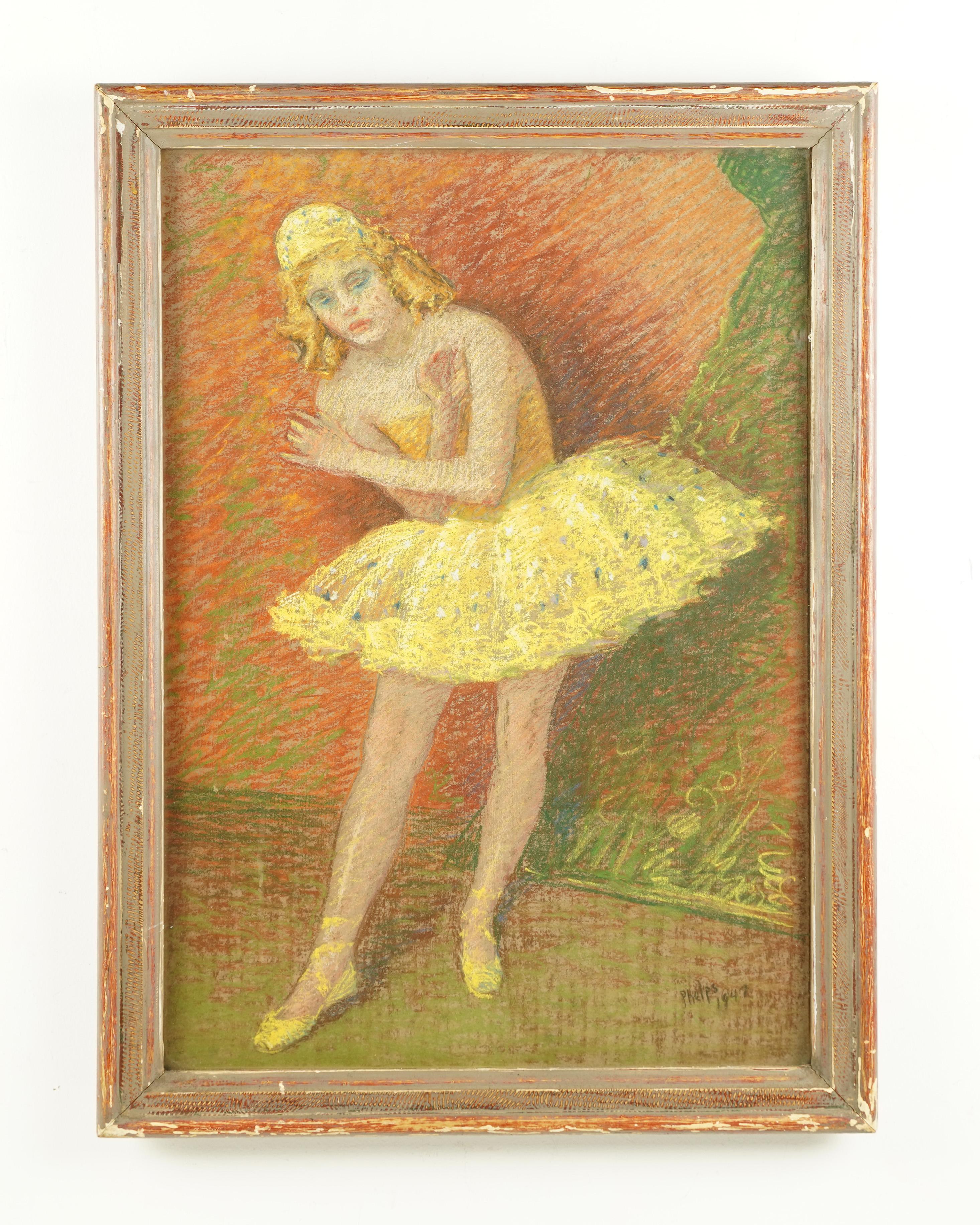 Antique French Impresionista Bailarina Retrato Firmado Original - Figurative Painting Marrón de Unknown