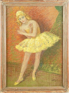 Antique French Impressionist Ballerina Dancer Portrait Signed Original 