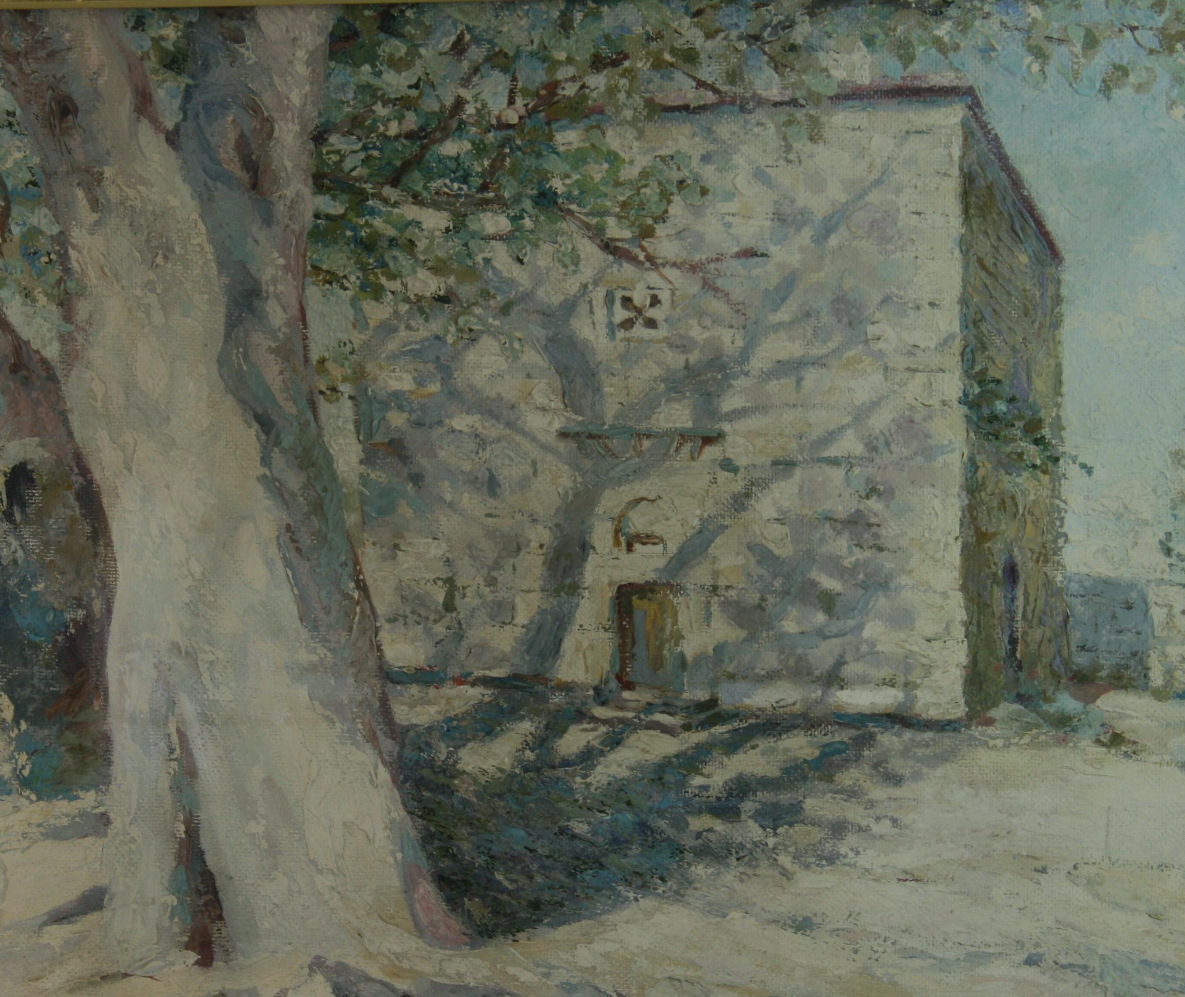 Ancienne peinture à l'huile impressionniste française, encadrée, signée en vente 2