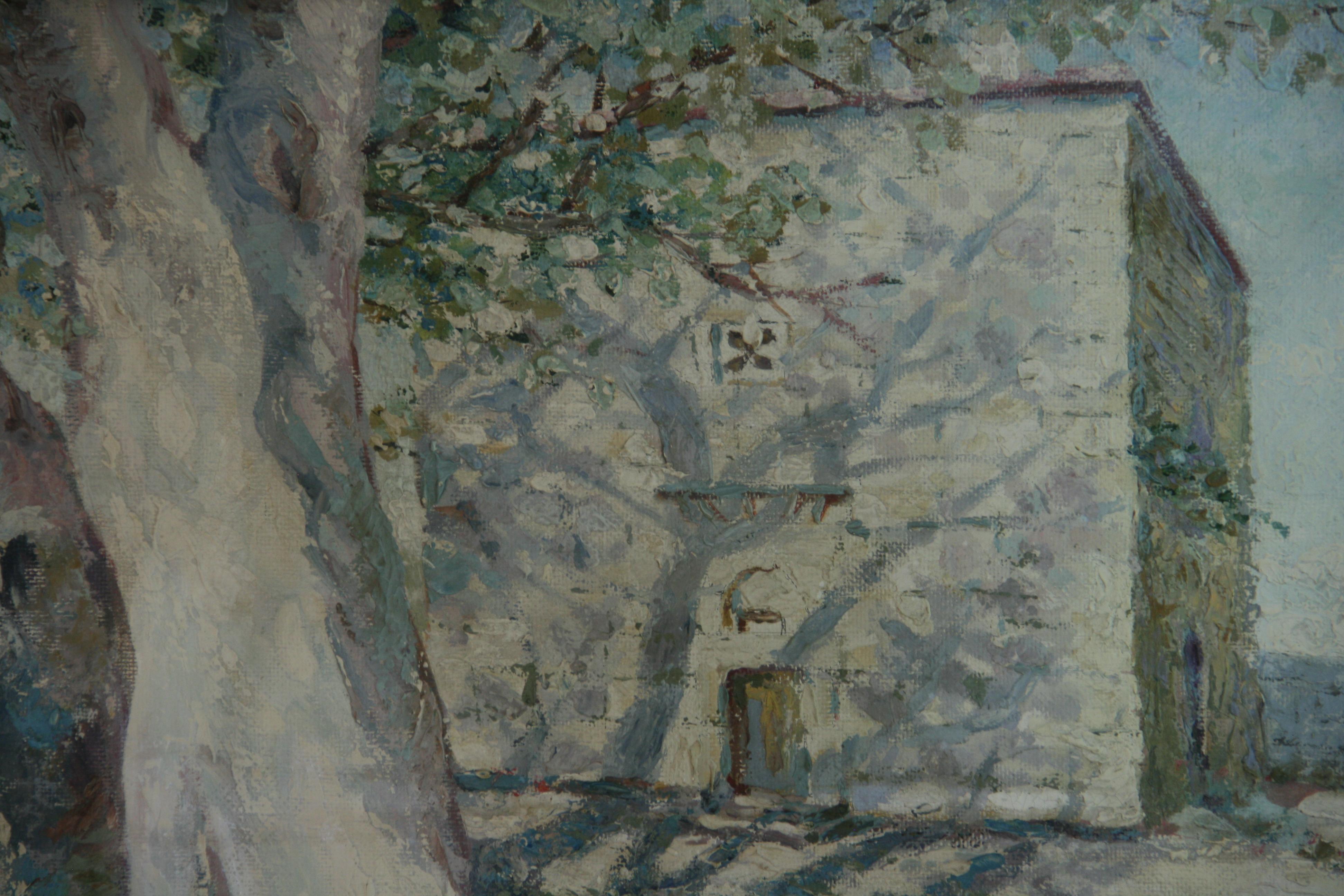 Ancienne peinture à l'huile impressionniste française, encadrée, signée en vente 3