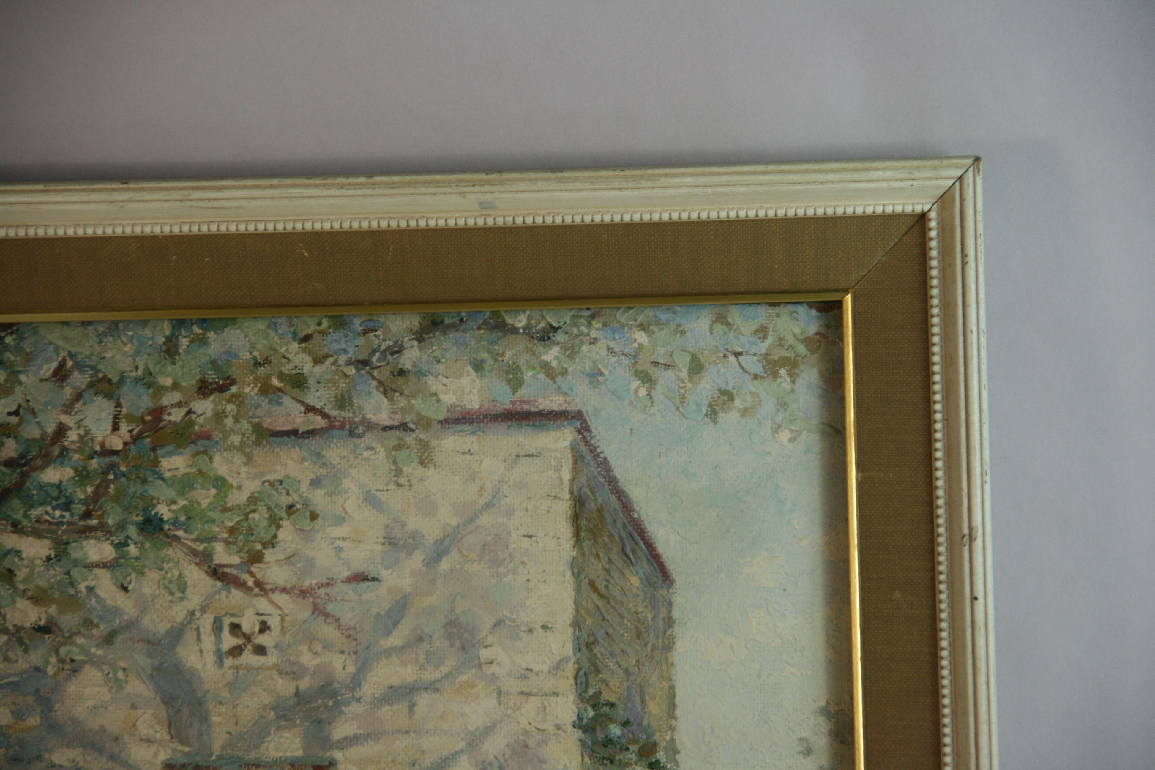 Ancienne peinture à l'huile impressionniste française, encadrée, signée en vente 4