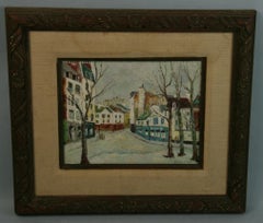 Ancienne peinture à l'huile impressionniste française, paysages urbains de Paris 1940