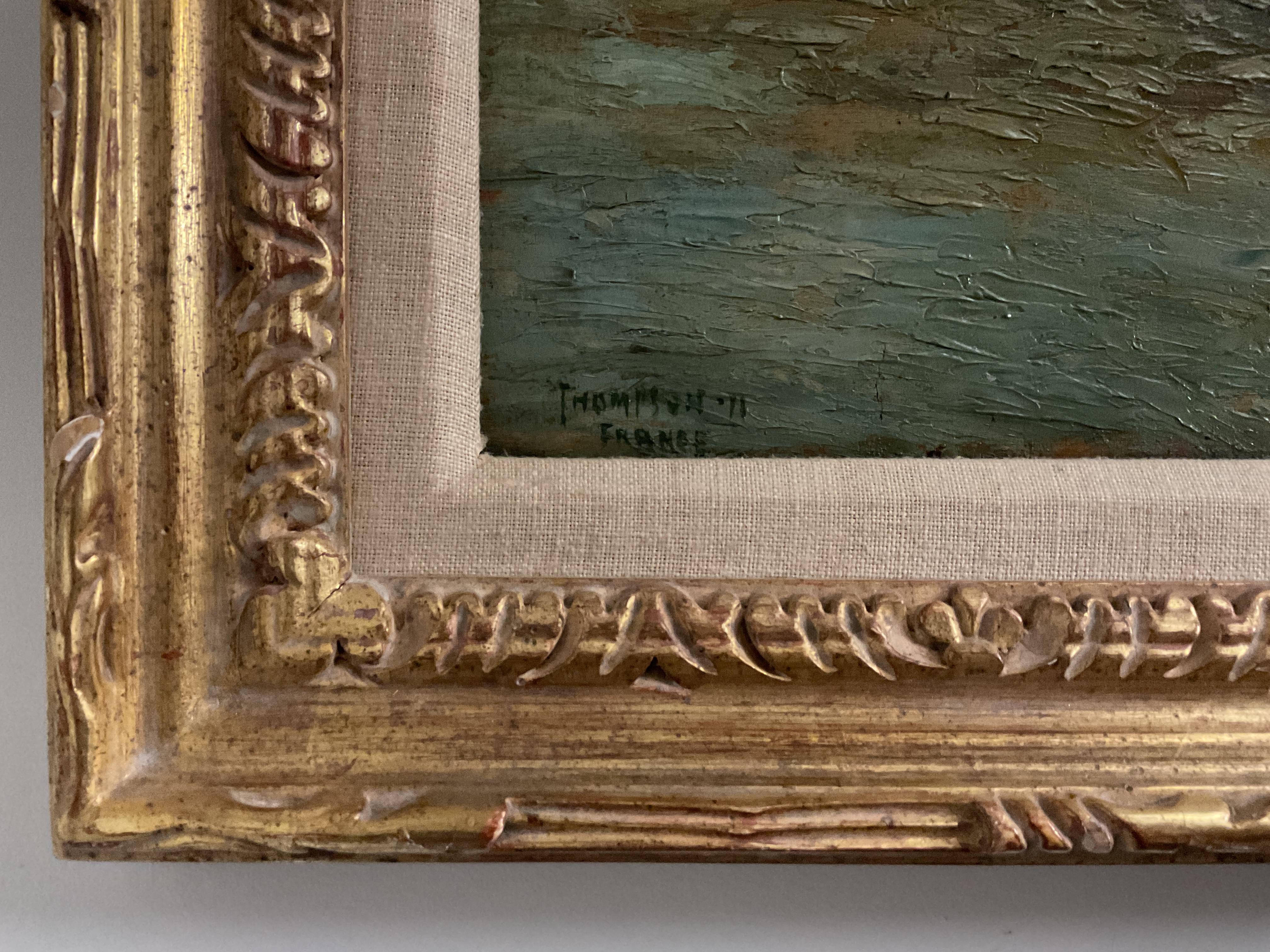 Ancienne peinture à l'huile impressionniste française, signée Thompson et datée de 1911 - Impressionnisme Painting par Unknown