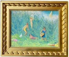 Vibrant French Post impressionist painting - Les baigneuses - Group Manet Nude