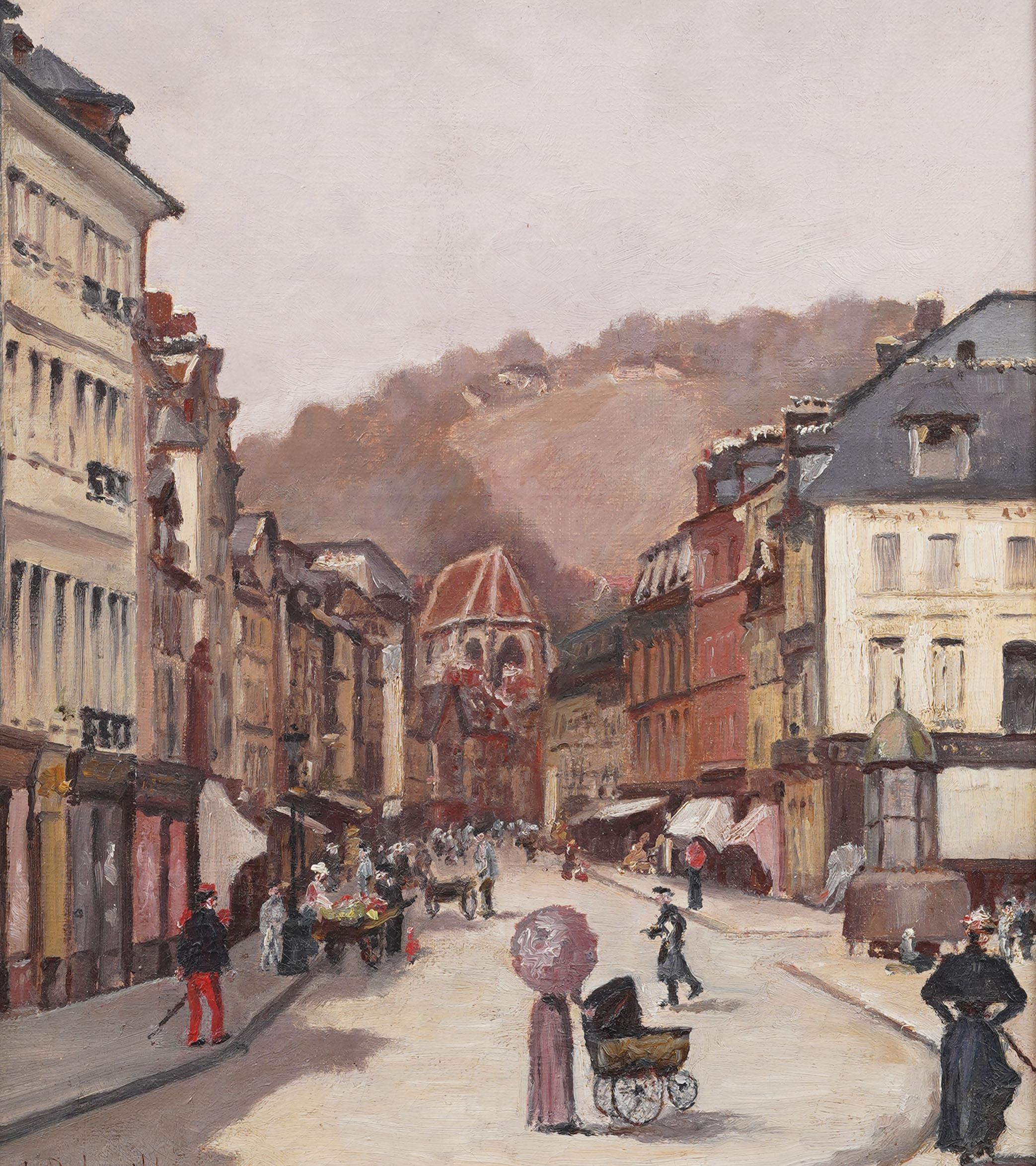 Antique French Impressionist Paris School Giltwood Framed Street Scene Painting en vente 2